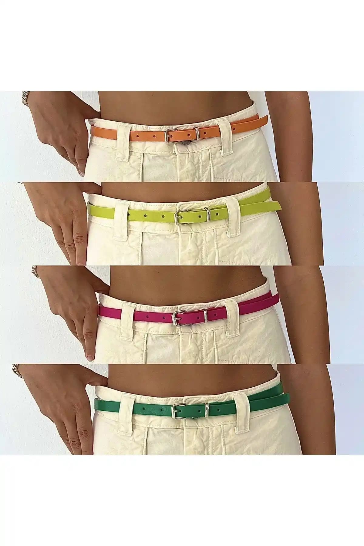 Coaksco Gökkuşağı Renk 4'lü Kemer Seti: Canlı Renkler ve Dayanıklı Tasarım