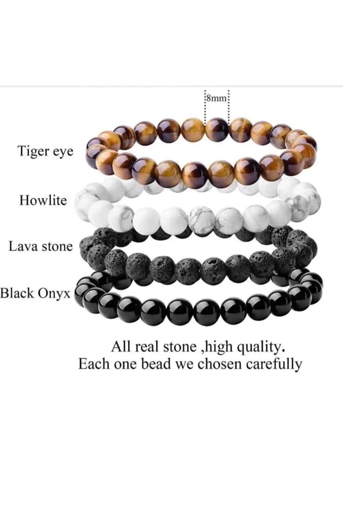 Dejavu TR Dörtlü Doğaltaş Erkek Bileklikleri Şık ve Dayanıklı Tasarımlarla Günlük ve Özel Kullanım İçin