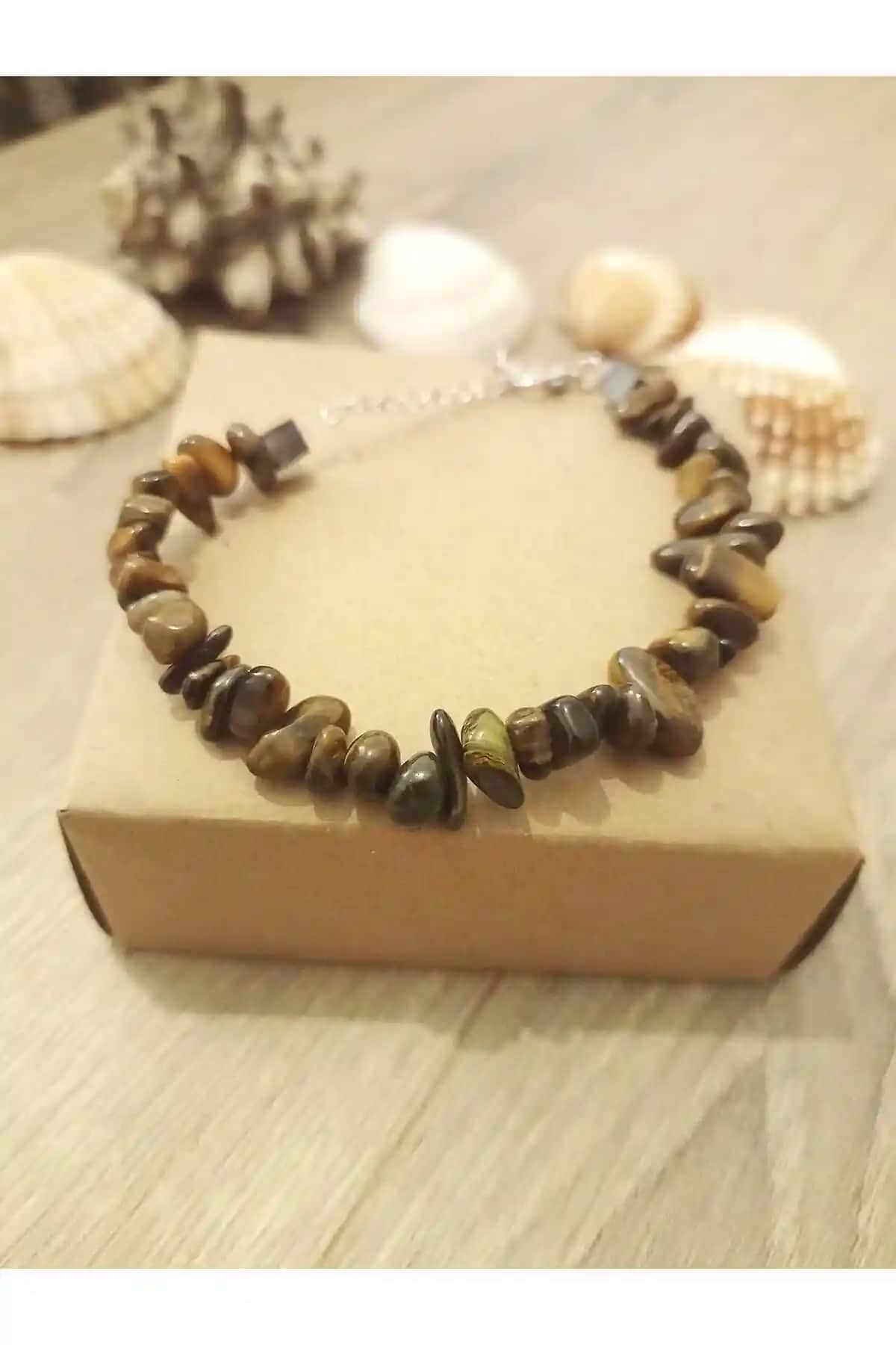 Doğal Taşlarla Tasarlanmış El İşçiliği Kaplangözü Kırıktaş Bileklikleri