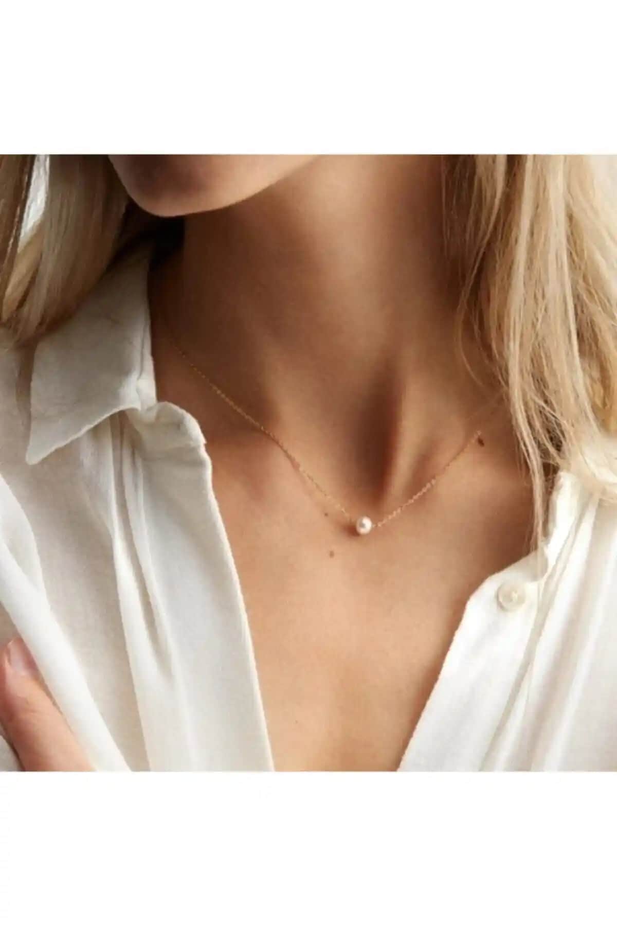 Durubags Kadın Sarı İnci Detaylı Altın Kaplama Kolye Şıklık ve Zarafetin Birleşimi