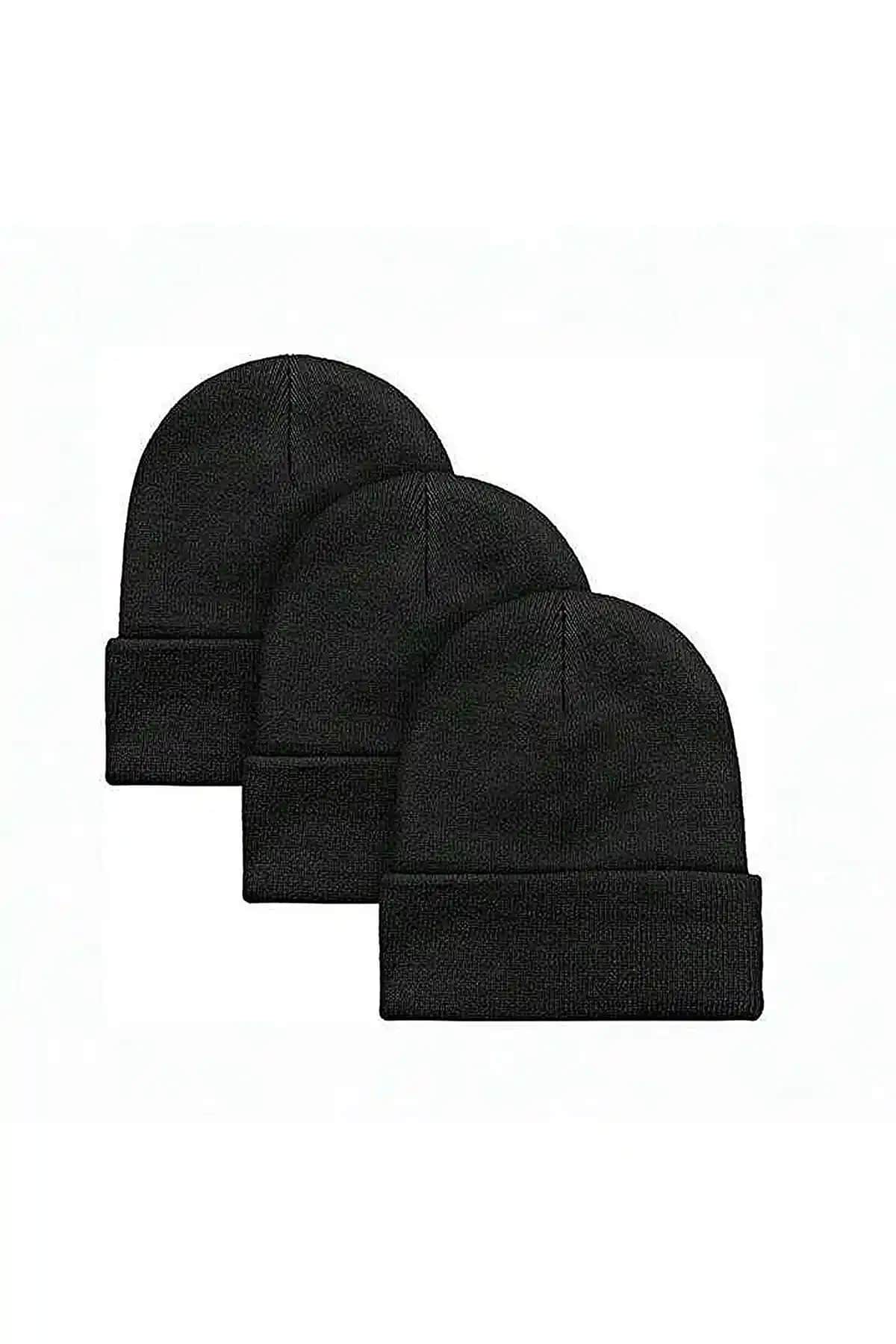 Eke Tekstil Unisex Siyah 3'lü Katlamalı Bere Seti Şıklık ve Fonksiyonellik Sunar