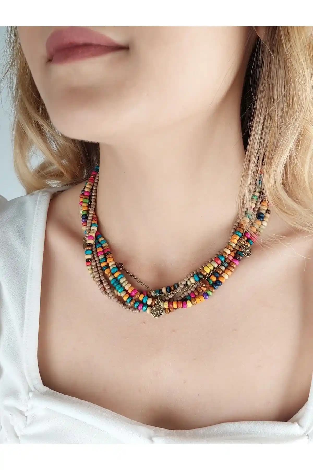 El Yapımı Otantik Bohem Kadın Kolye - Şık ve Özgün Takı Tasarımı