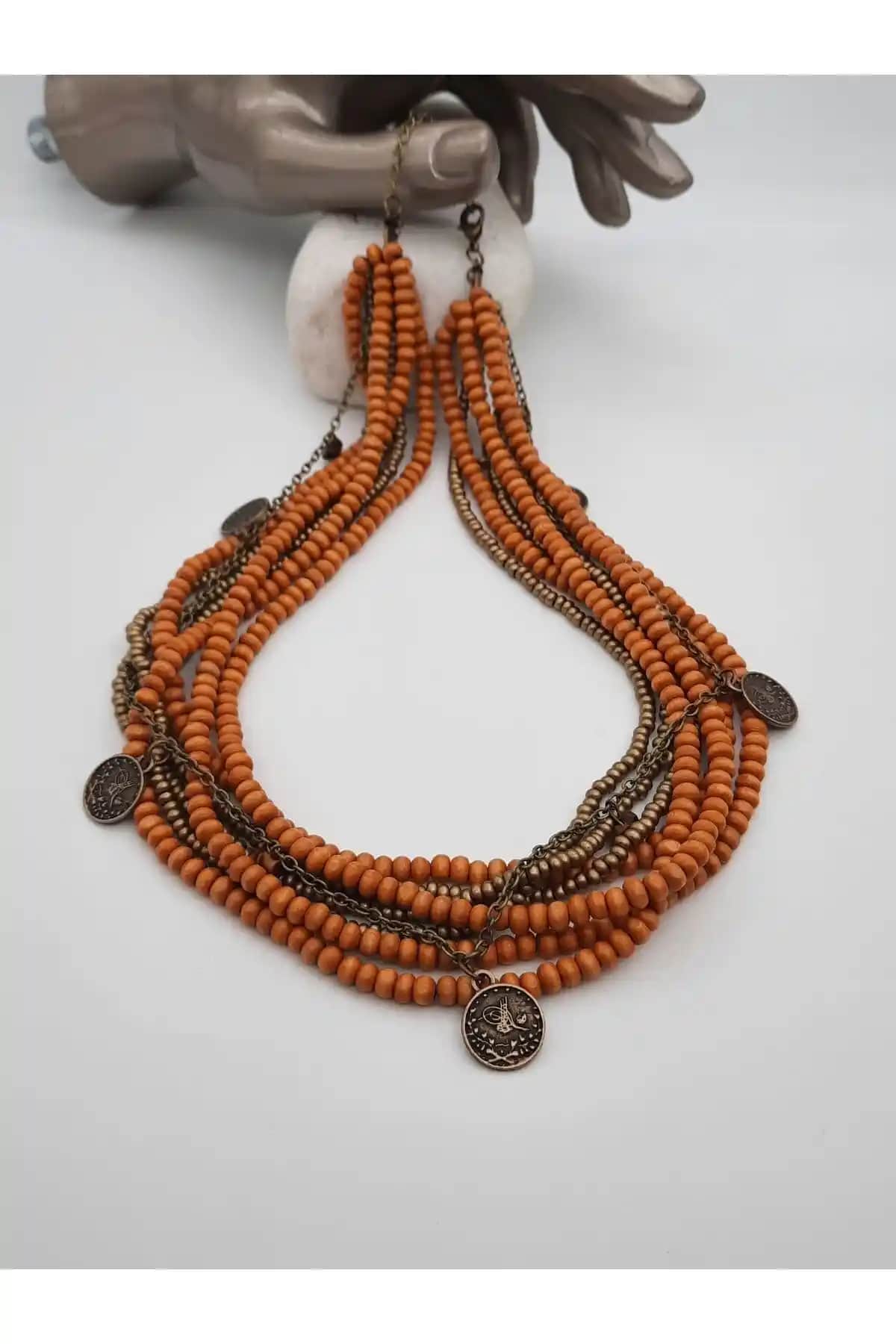 El Yapımı Otantik Çoklu Bohem Kadın Kolye - Renkli ve Enerjik Tasarım