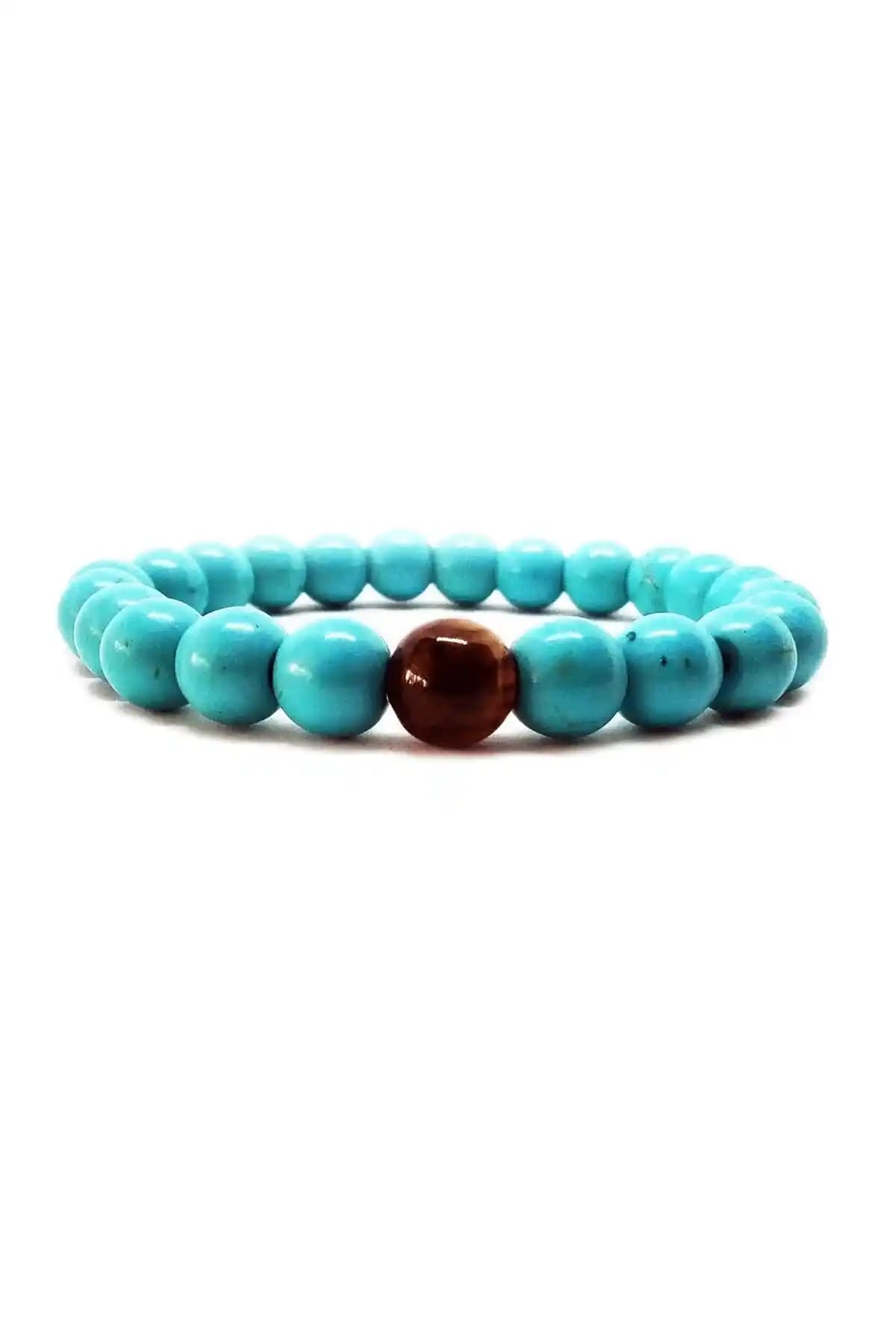 Elit Aksesuar Turkuaz Kaplangözü Doğaltaş Bileklik - Şık ve Dayanıklı Doğal Taş Takı