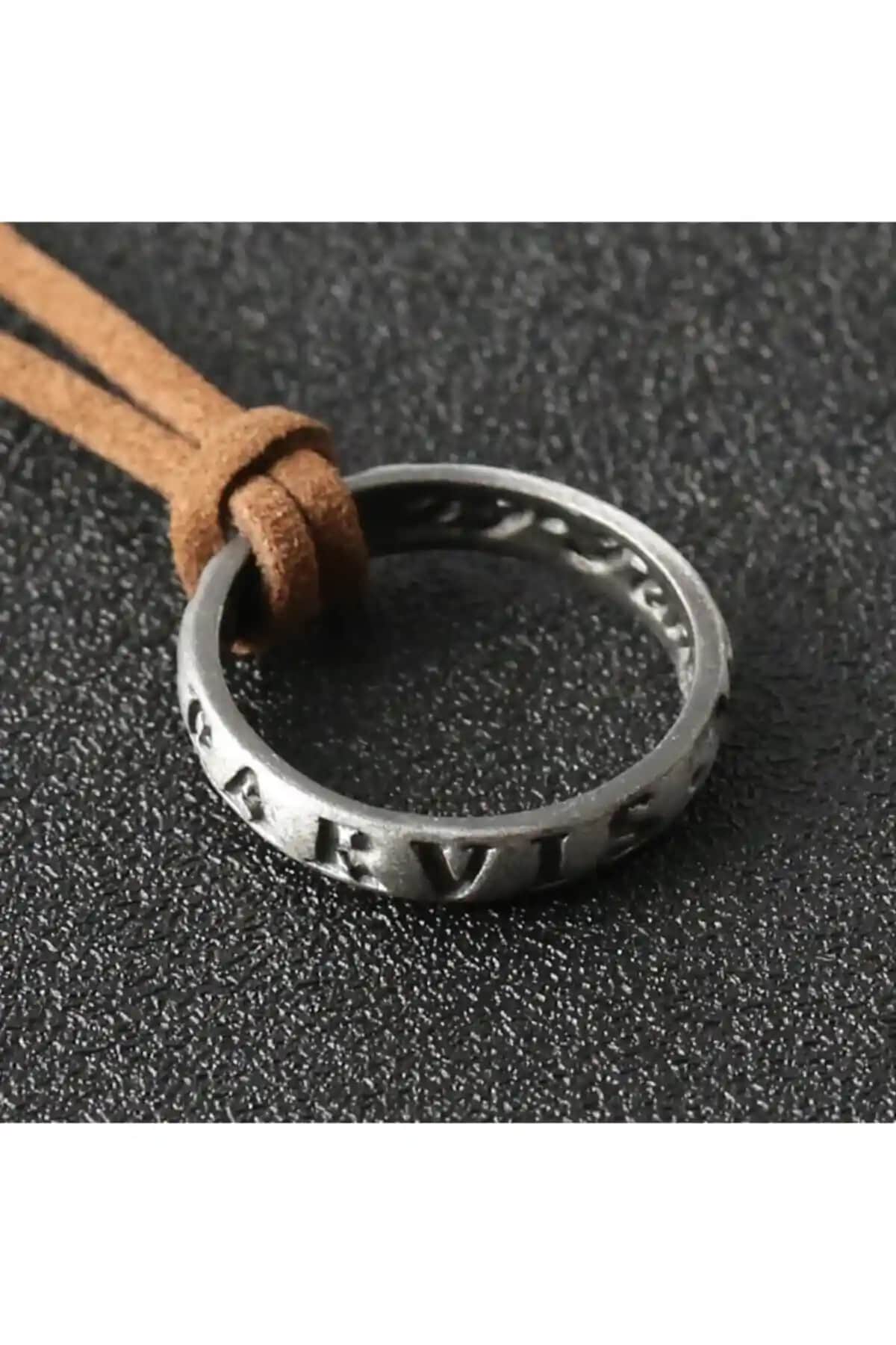 Erkek Modaa Adresi Uzunluk Ayarlanabilir Deri İpli Yüzük ve Kolye Tasarımı