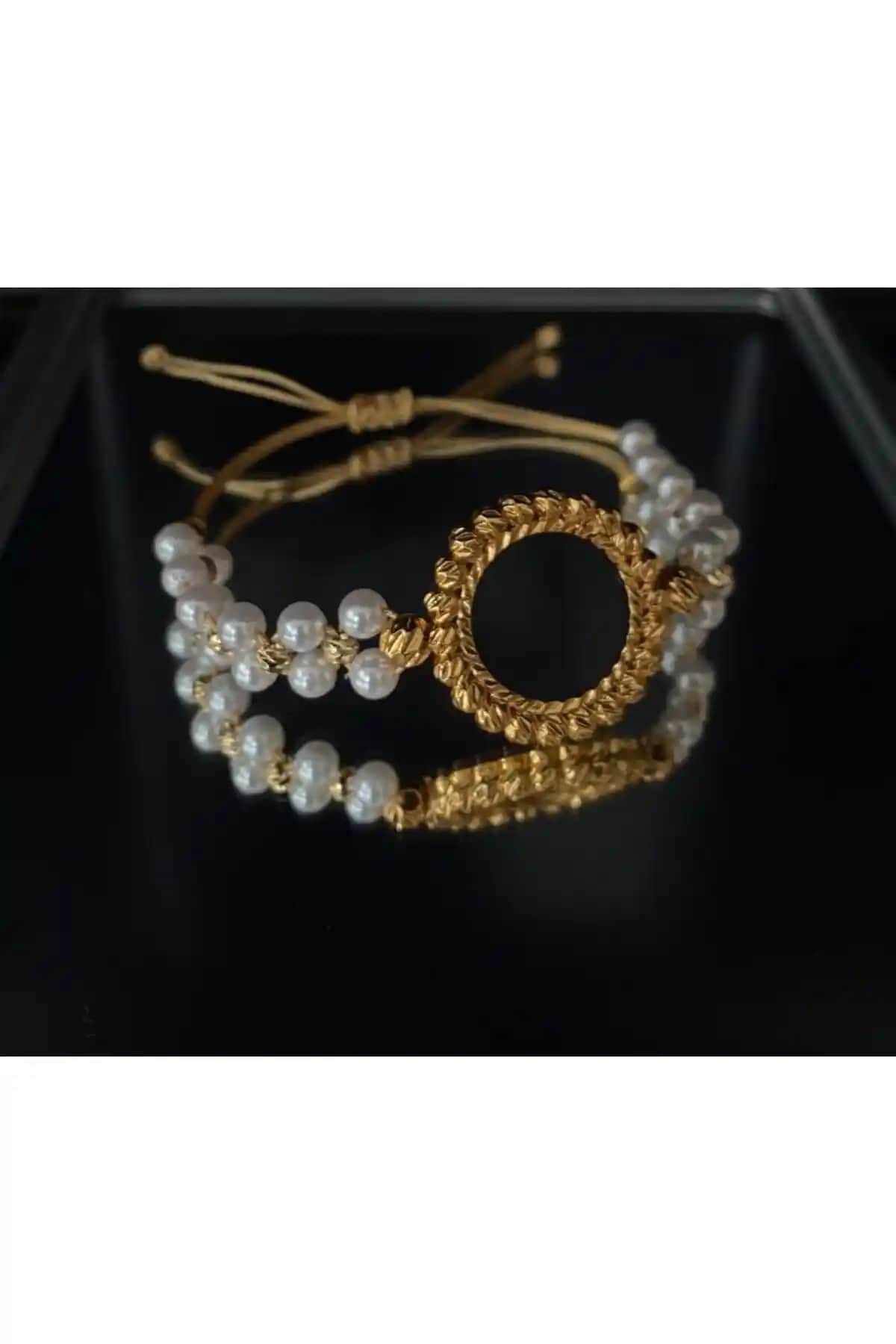 Fanjew Çeyrek Altın Uyumlu İnci-Dorika Model Bileklik: Zarif ve Çok Yönlü Takı Seçeneği
