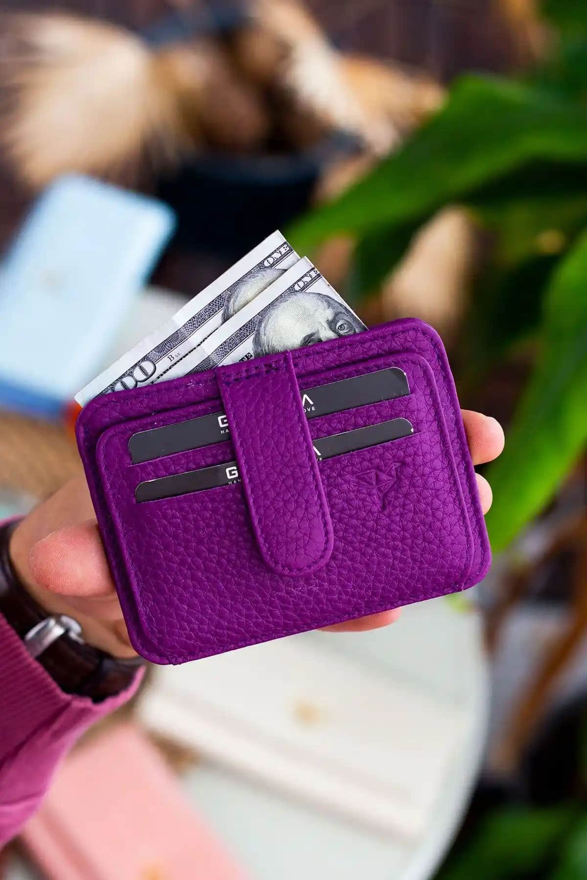 Garbalia STD Shelby Hakiki Deri Mürdüm Unisex Kartlık Cüzdan İşlevsel ve Şık Tasarım