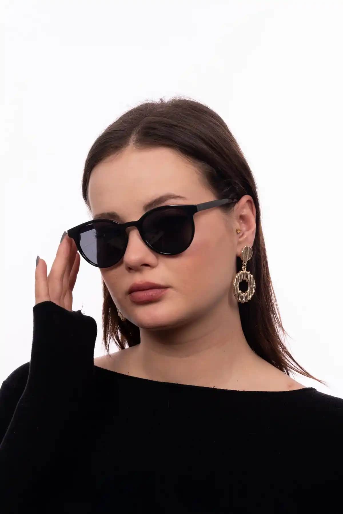 GlimmerGroove Siyah Yuvarlak Güneş Gözlüğü Unisex Tasarım ve UV400 Koruma Özellikleriyle