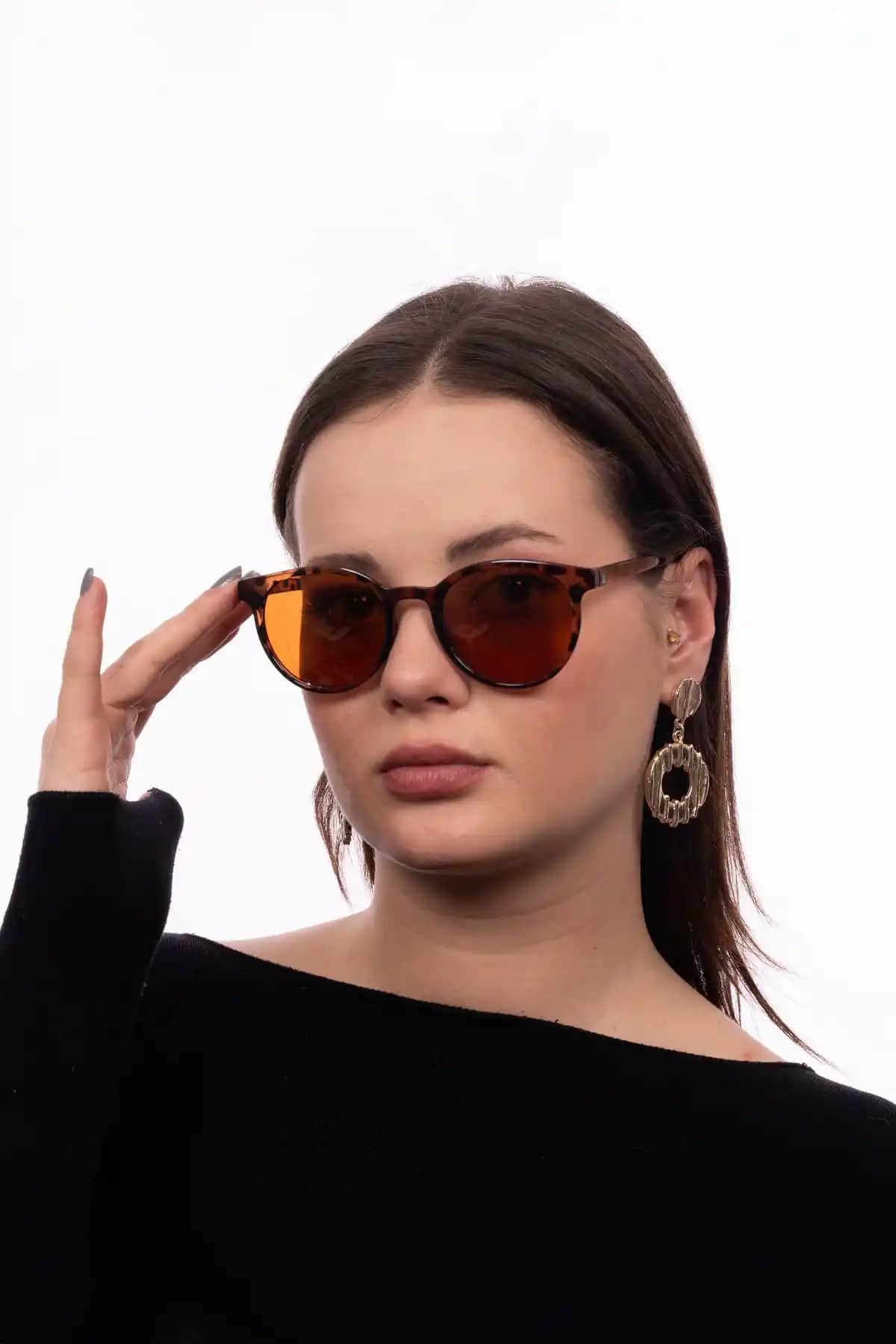 GlimmerGroove Unisex Yuvarlak Güneş Gözlüğü Modern Tasarım ve UV Koruma Özellikleriyle