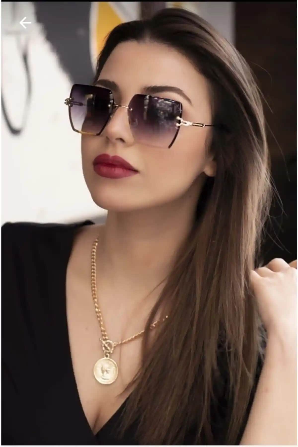 Gulflower Nude Kare Kristal Kesim Siyah Güneş Gözlüğü Şıklık ve Fonksiyonellik Bir Arada