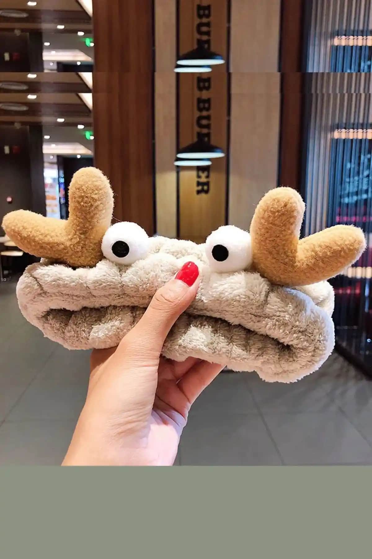 H&E DESIGN Peluş Sevimli Geyik Makaj ve Banyo Bandı Şık ve Kullanışlı Tasarım