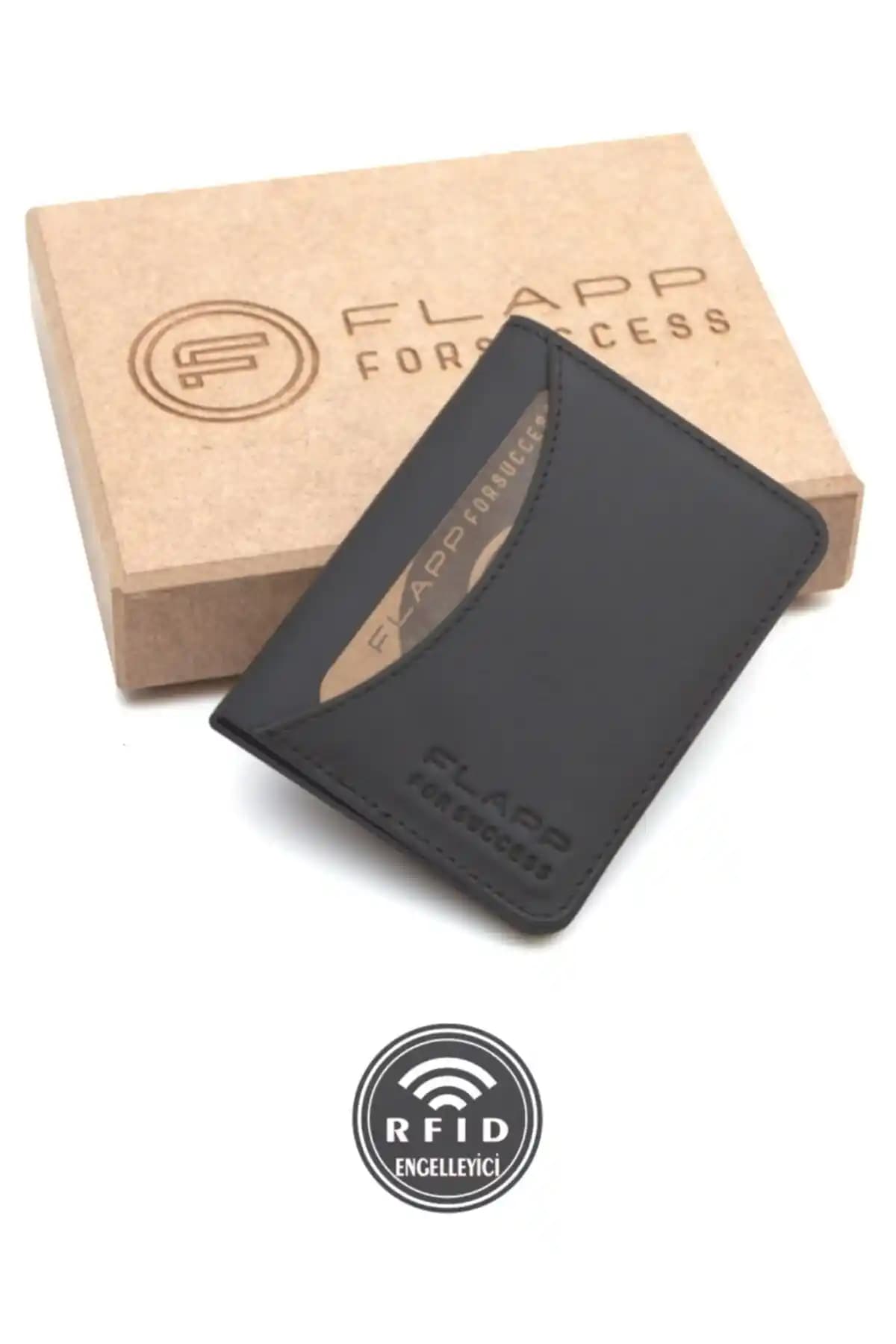 Hakiki Deri RFID Korumalı Siyah Unisex Cüzdan Kartlık - Şık ve Güvenli Tasarım