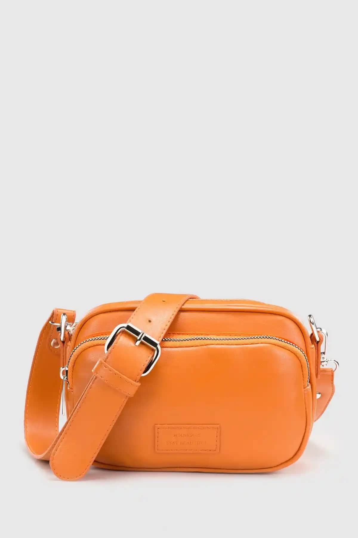 Housebags Kadın Turuncu Çok Cepli Ayarlanabilir Crossbody Çanta Günlük Kullanım İçin