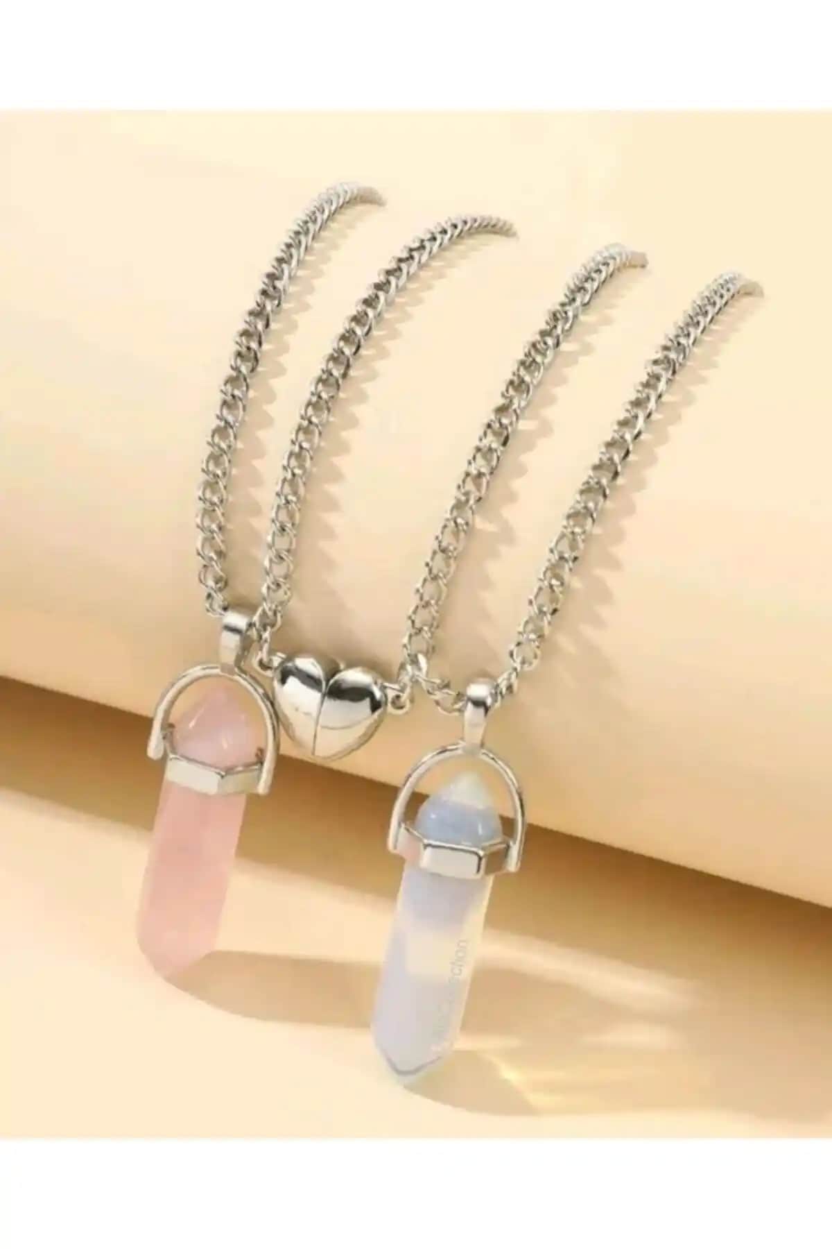 İkili Mıknatıslı Doğal Taş Kuvars Sevgili Zincirli Kolye Ürün Analizi ve Özellikleri