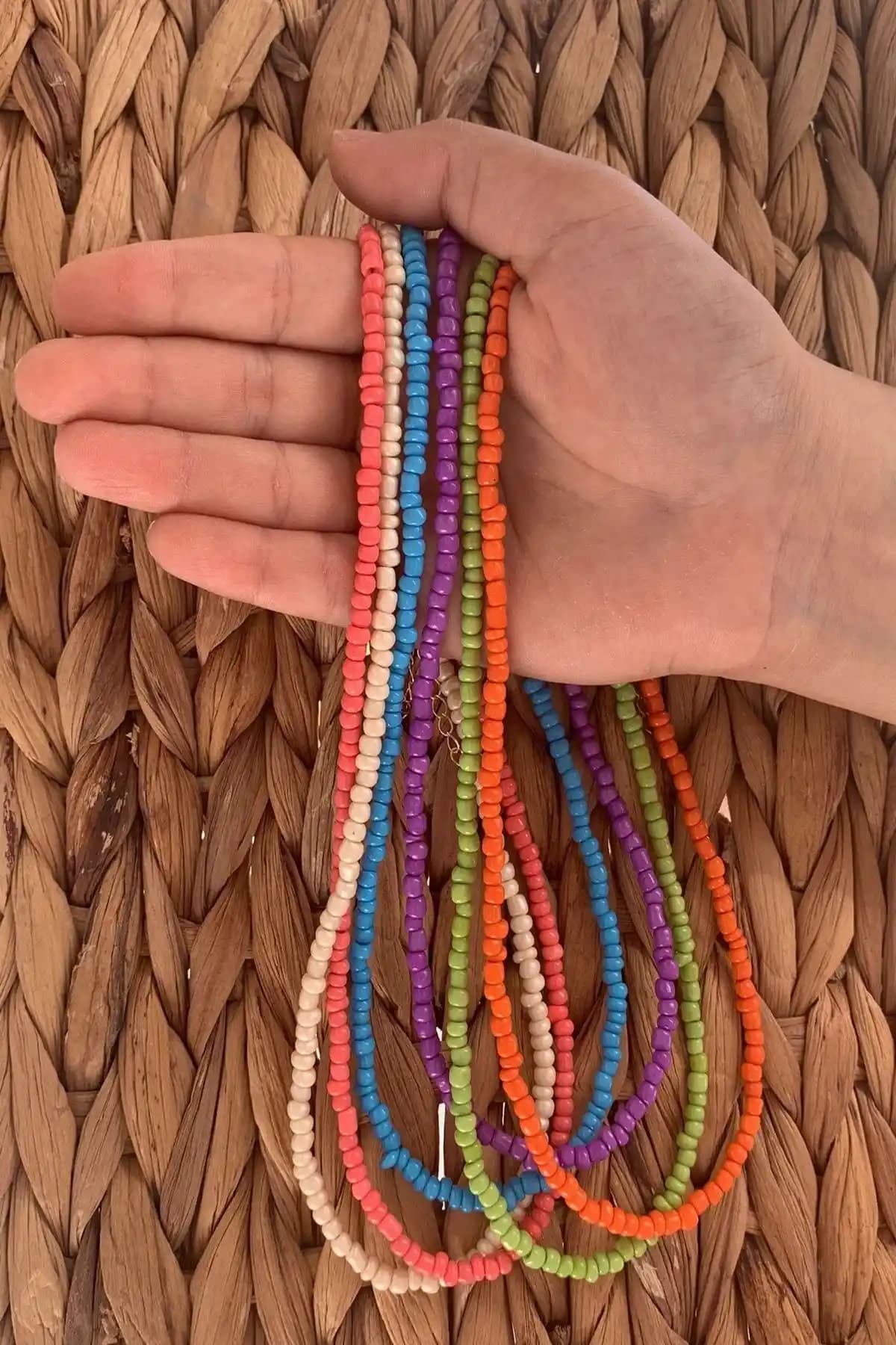 İsabella Accessories Otantik Yaz Boncuk Kolye Seti Renkli ve El Yapımı Tasarım