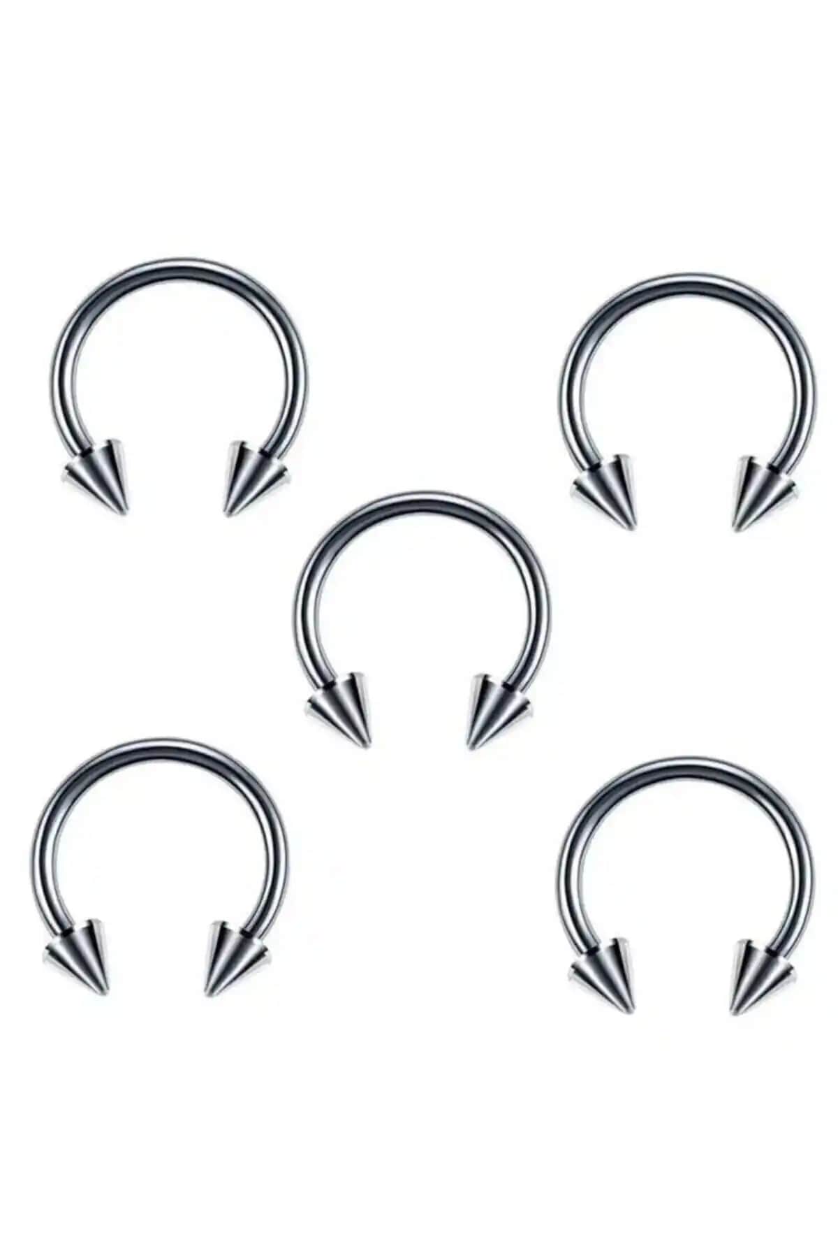 Jaida Moda Cerrahi Çelik Gümüş Renk Septum Piercing Seti Estetik ve Dayanıklı Tasarım