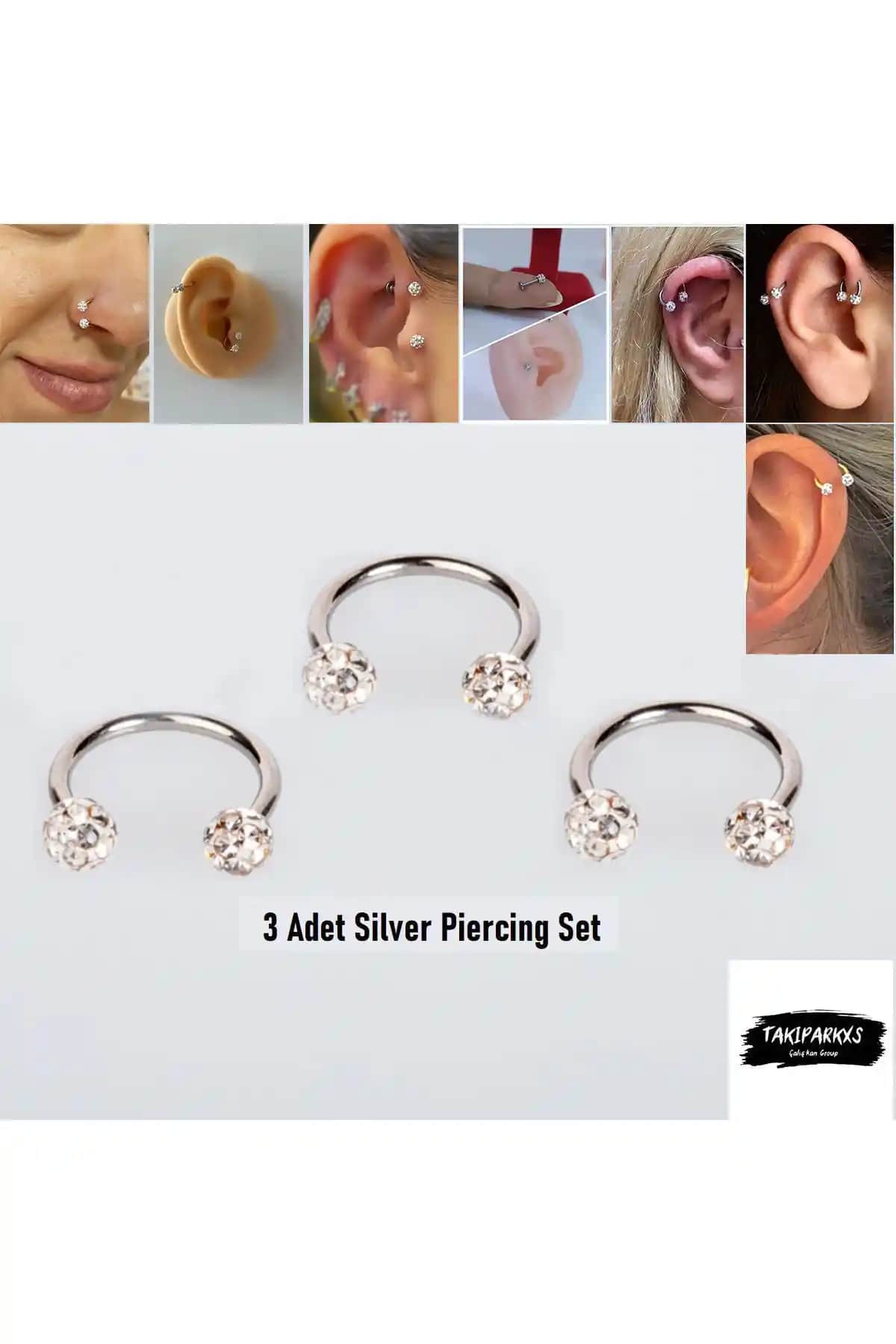 Kadınlar İçin 316L Cerrahi Çelik Şık Shambala Taşlı Septum Piercing Seti