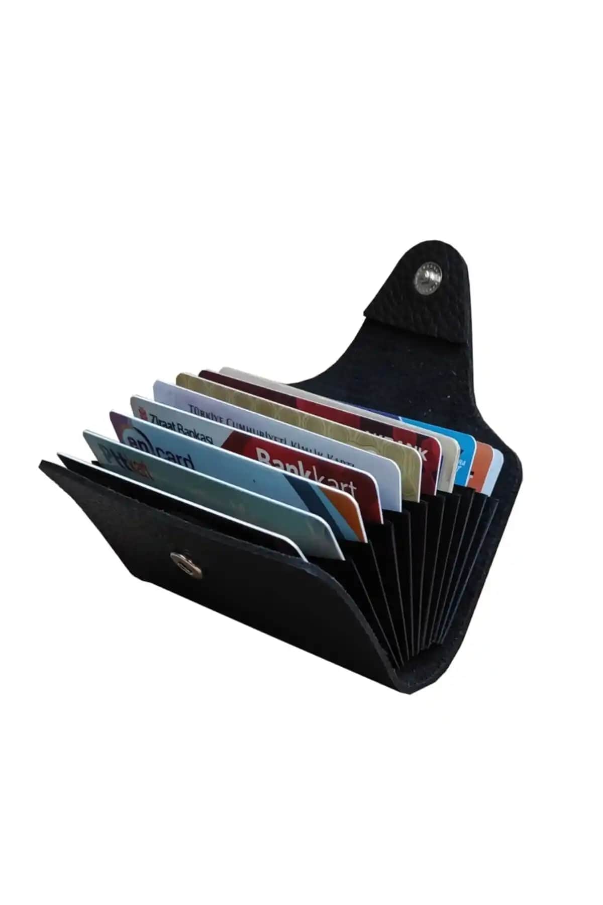 Kemer Dünyası Siyah Unisex 10 Bölmeli Kredi Kartlık Pratik ve Şık Tasarım