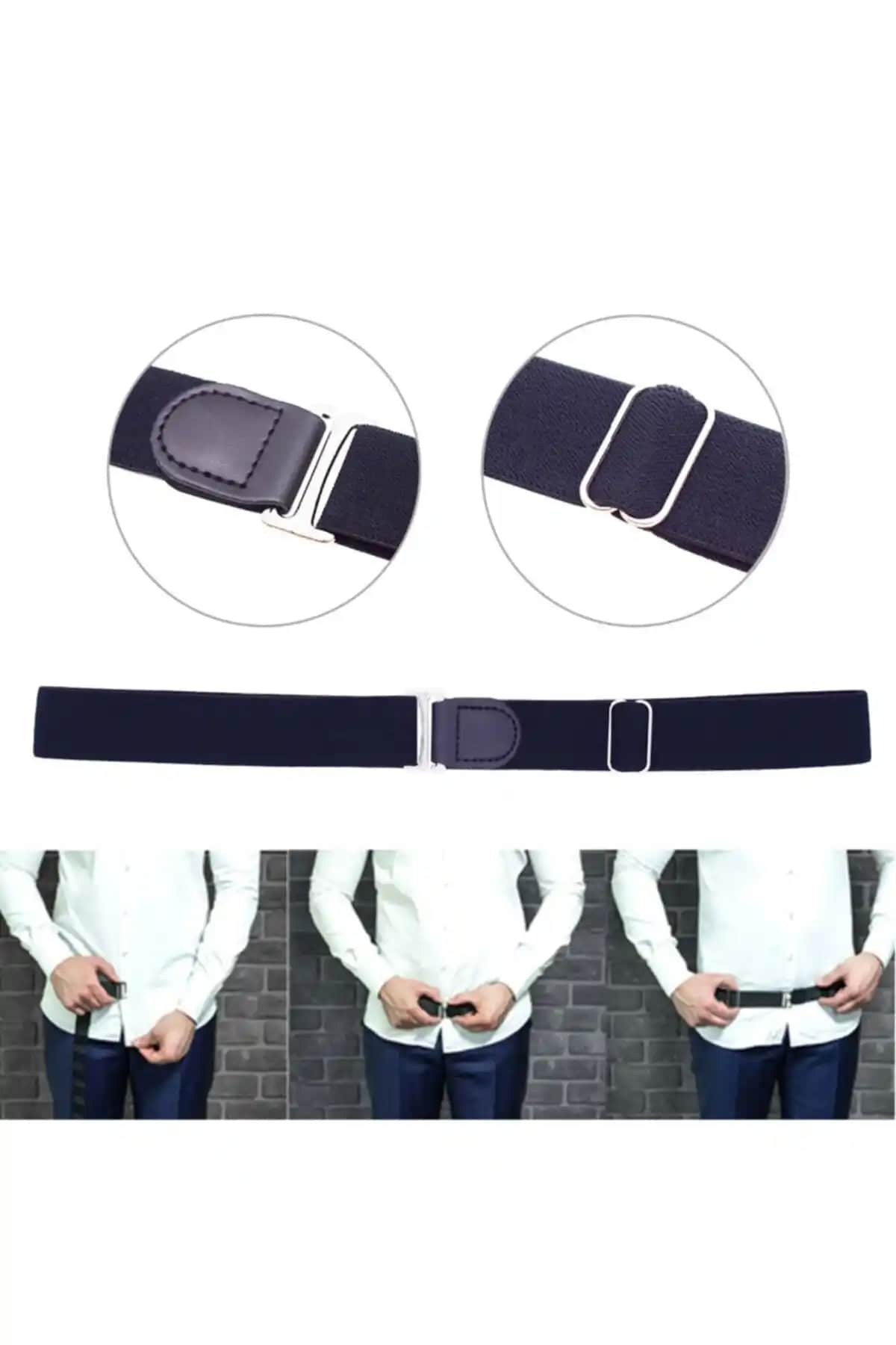 Kemer Dünyası Unisex Siyah Lastikli İnce Gömlek ve Pantolon Kemerleri