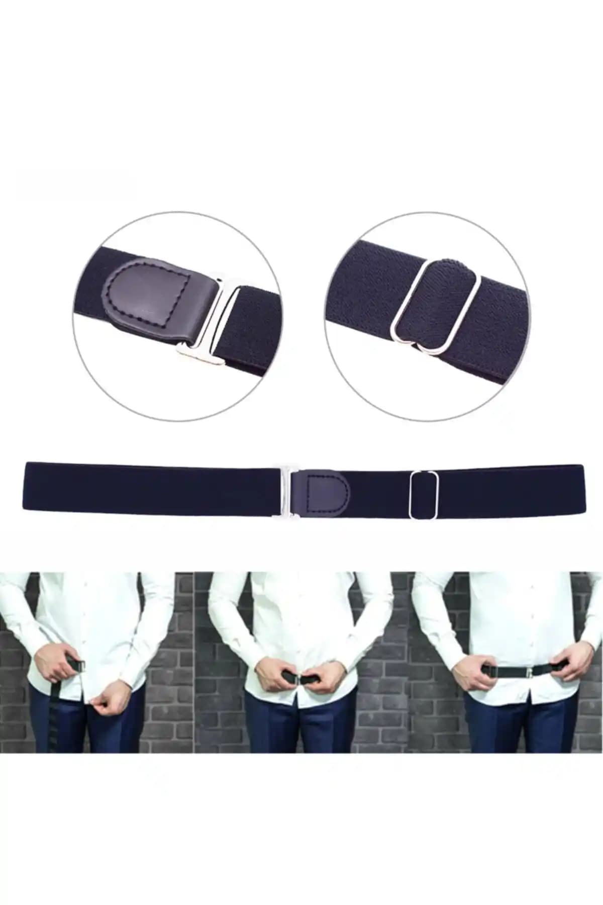 Kemer Dünyası Unisex Siyah Lastikli İnce Gömlek ve Pantolon Kemerleri