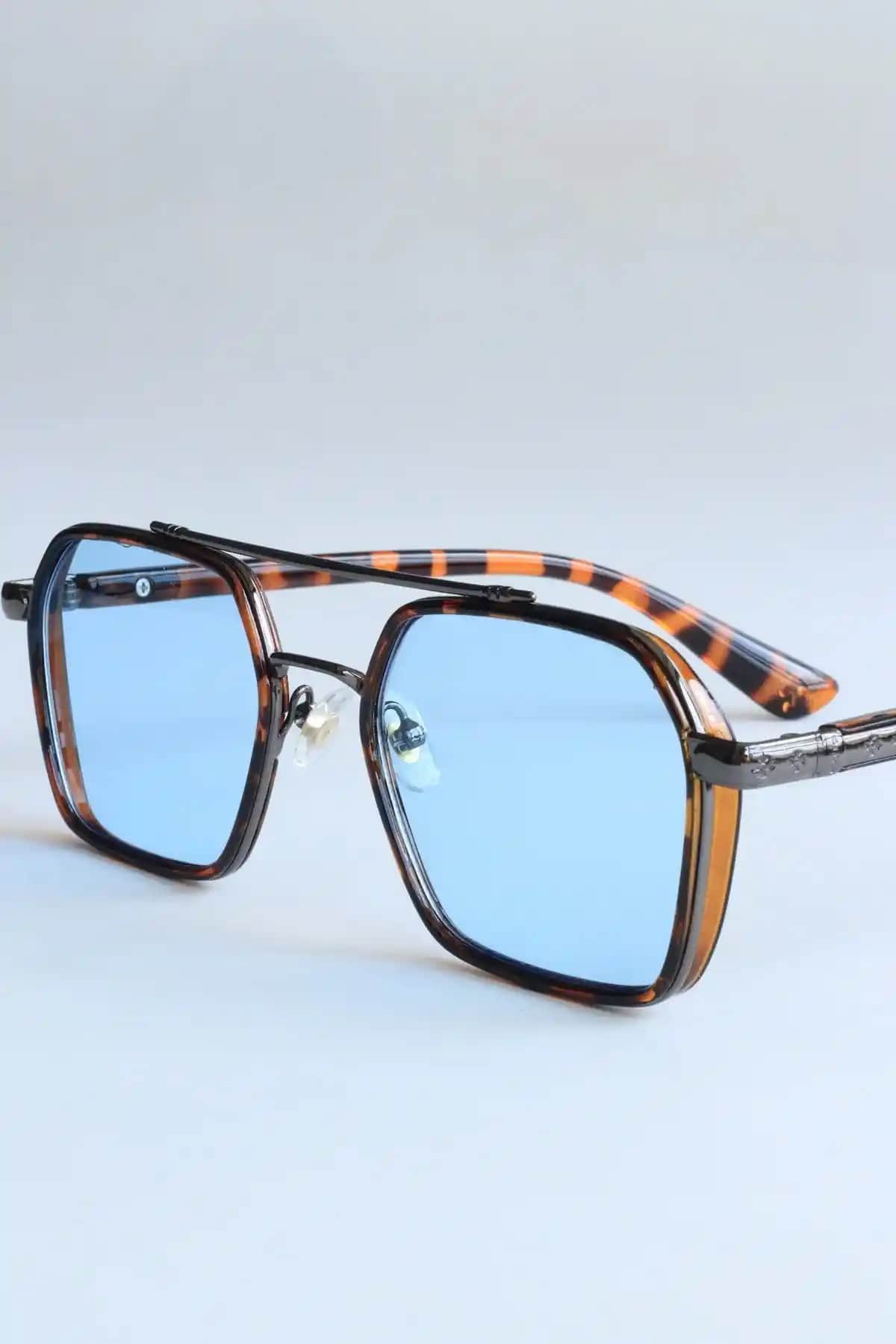LOOKUP NEW Henry Metal Mat Kare Mavi Güneş Gözlüğü ile Şıklık ve Koruma Bir Arada