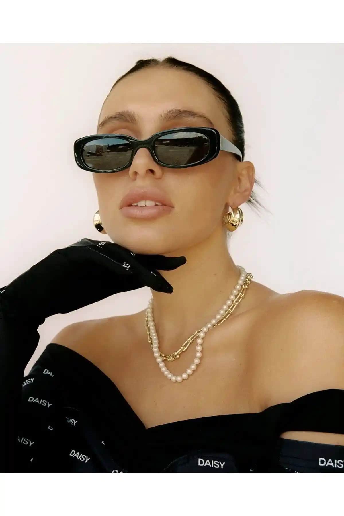 LOOKUP Siyah Kare Dikdörtgen Vintage Retro Unisex Güneş Gözlüğü Şık ve Koruyucu Tasarım