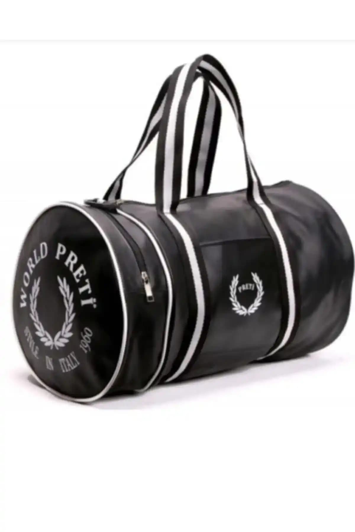 Lyx Unisex Siyah Suni Deri Spor Çantası Geniş İç Hacim ve Modern Tasarım