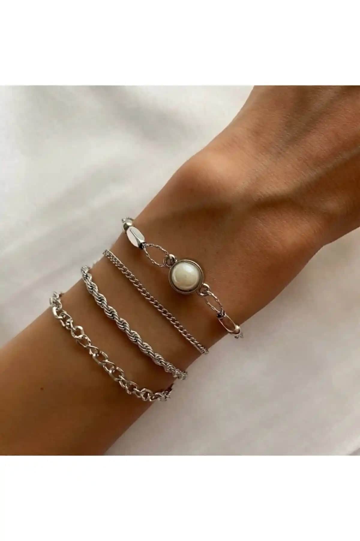 MagicStone Sunny Days Gümüş Kaplama Dörtlü Bileklik Seti Zarif ve Çok Yönlü Kullanım İmkanıyla