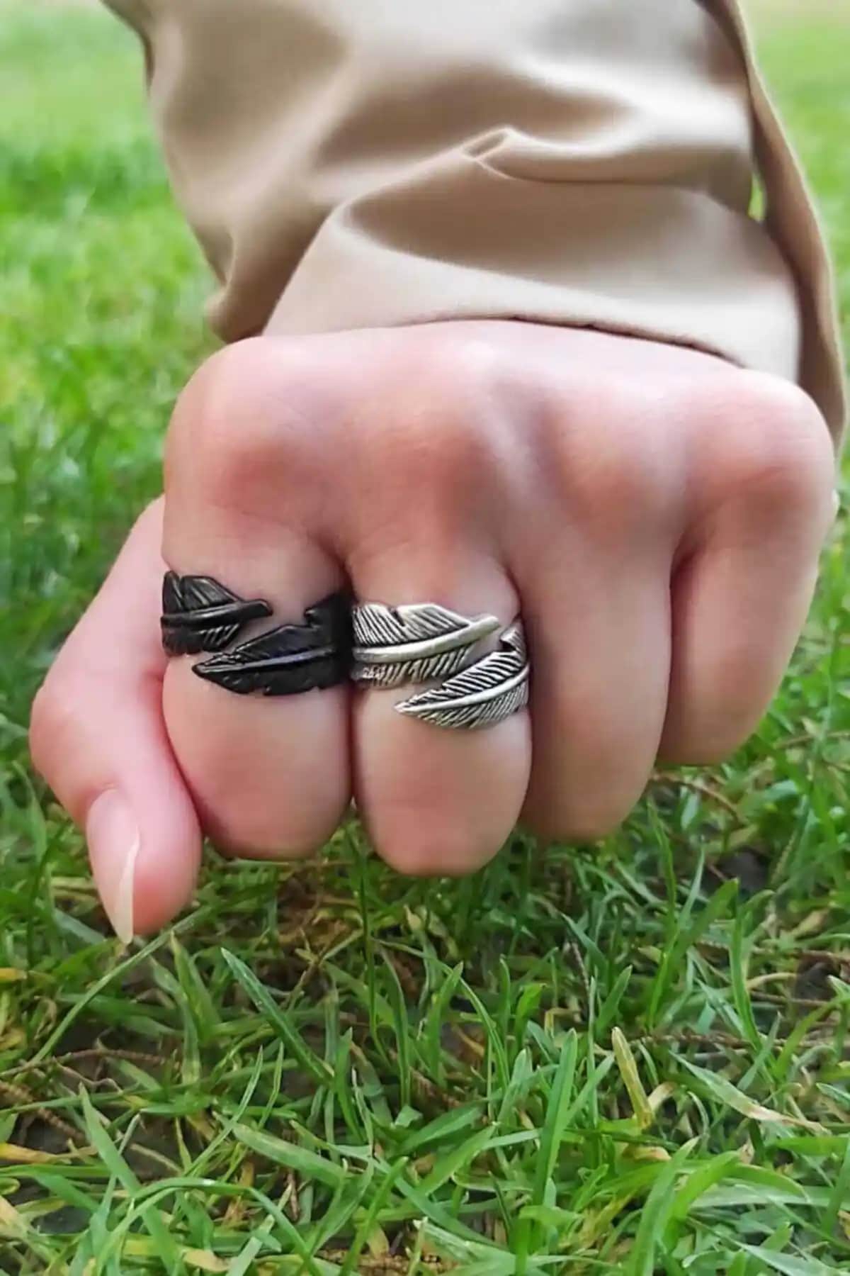 Modern ve Şık Doğadan İlham Alan Yüzük Seti Gümüş Kaplama Tasarım