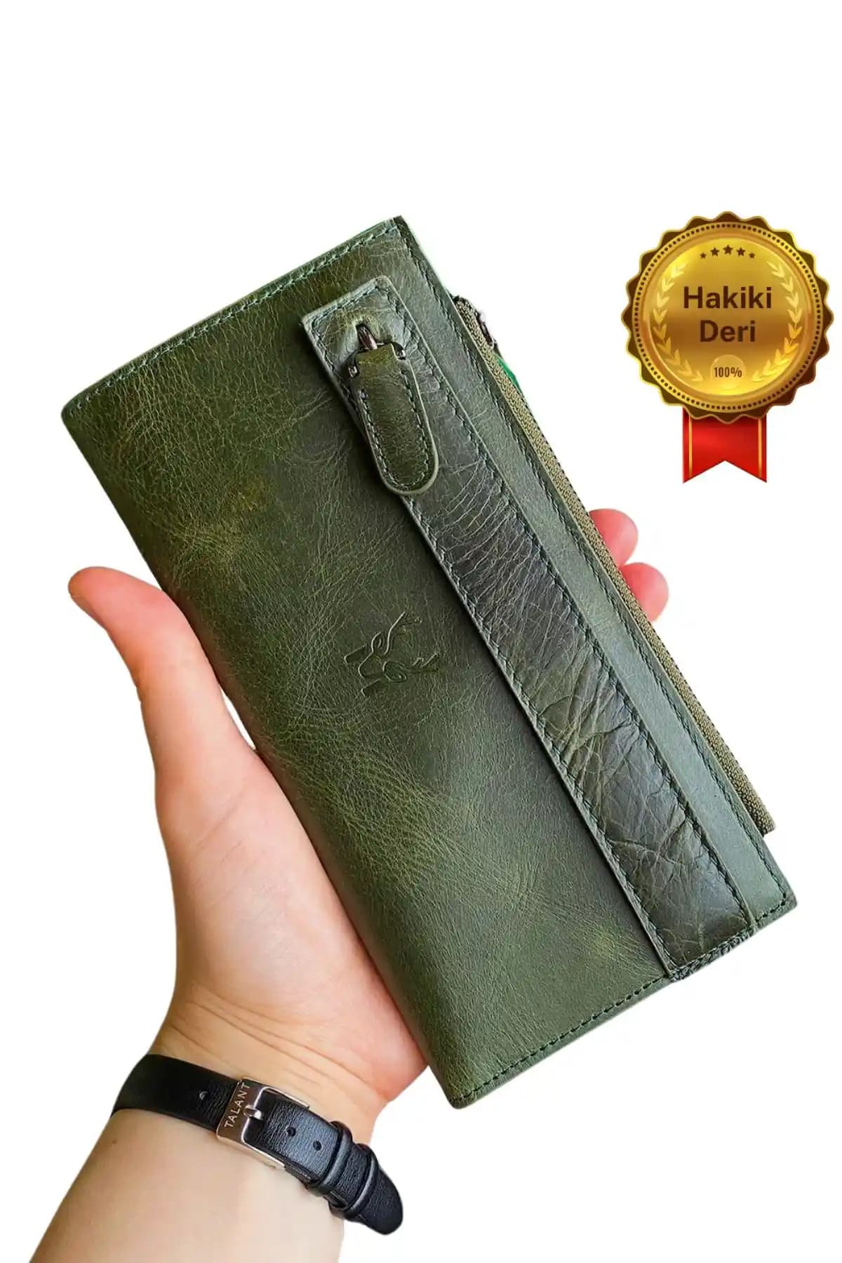 Modica Mannu Elite Seri Uzun Gerçek Deri Yeşil Cüzdan Unisex Tasarım ve Dayanıklılık