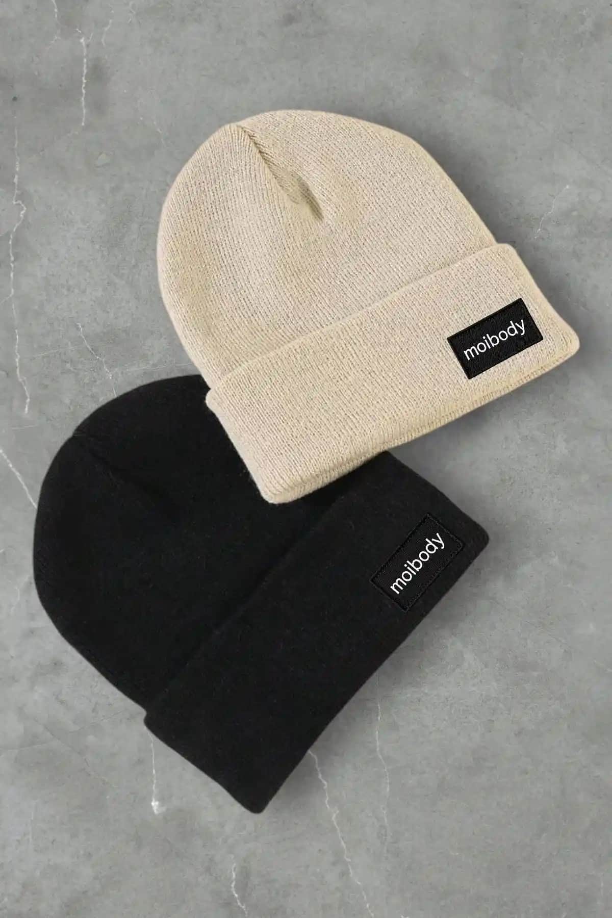 Moibody %100 Akrilik Premium Siyah ve Bej Bere Şıklık ve Konforun Buluşması