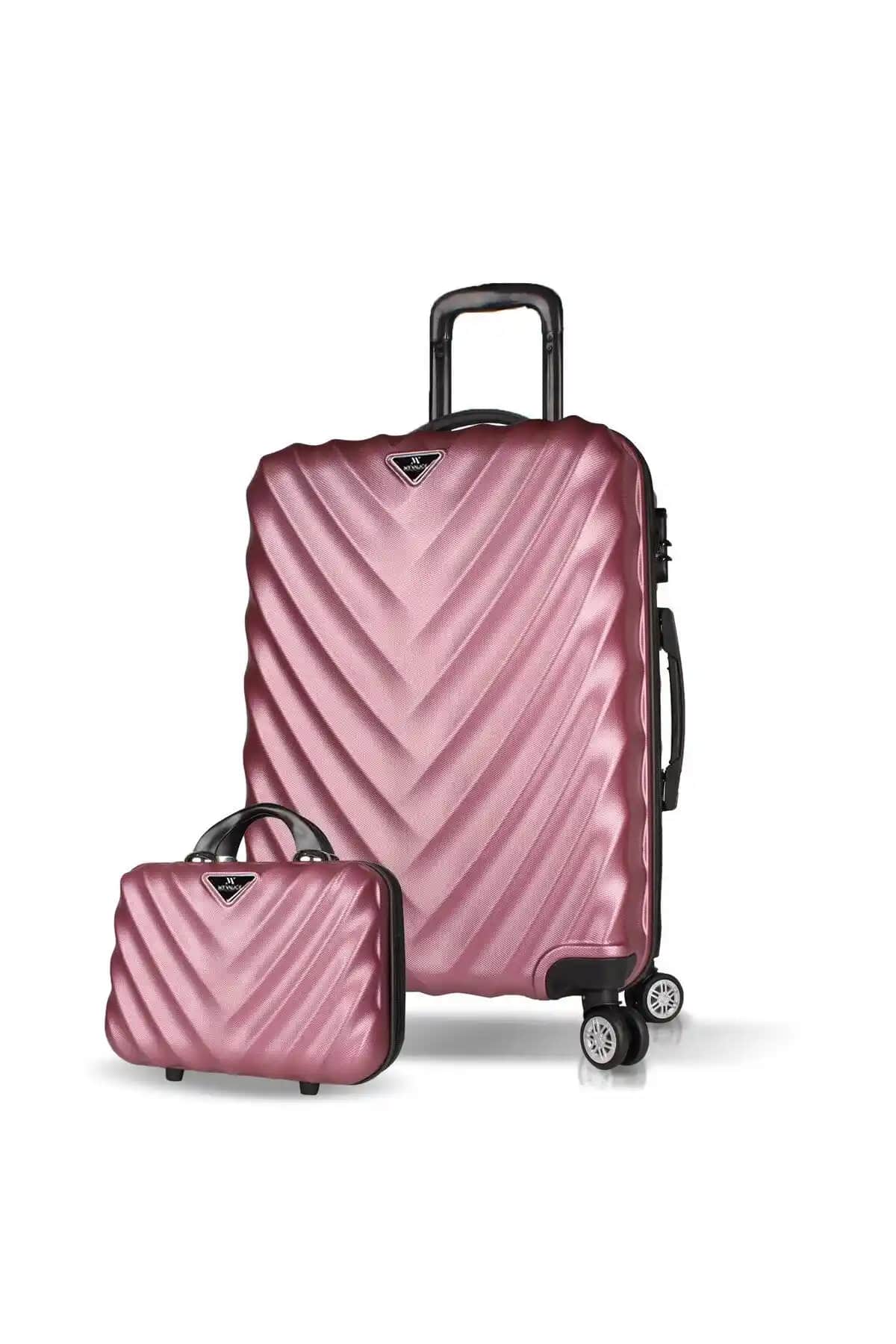 My Valice Lotus Abs Orta ve Makyaj Boy Rose 2'li Valiz Seti Günlük ve Kısa Seyahatler İçin