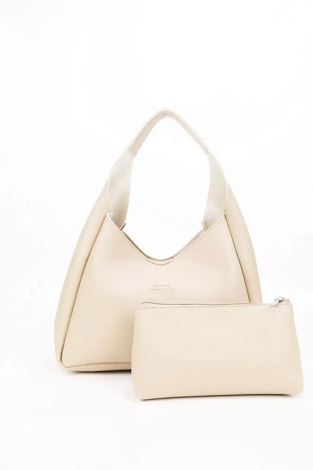 Nothing Kadın Suni Deri Geniş İç Bölmeli Makyaj ve El-Omuz Çantası 33cm