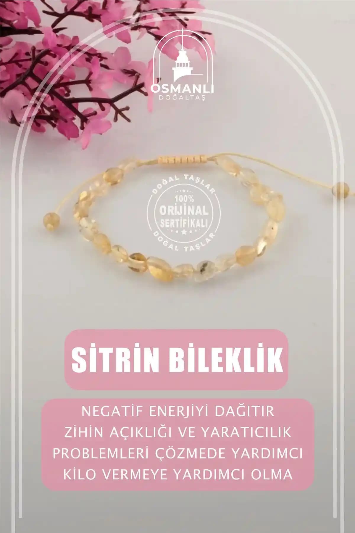 Osmanlı Doğal Taş Sertifikalı Sitrin Bileklik: Estetik ve Enerji Dolu Takı Seçeneği