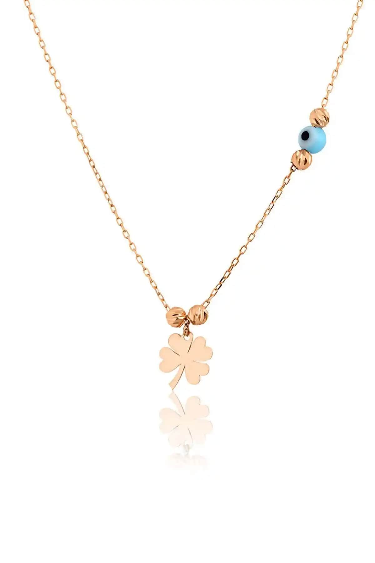Papatya Silver 925 Rose Altın Kaplama Güney Yonca Tasarımlı Dorica Toplu Kolye