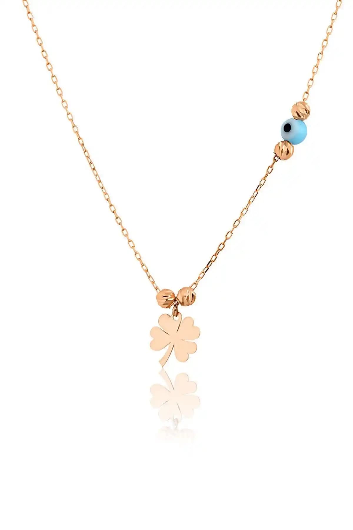 Papatya Silver 925 Rose Altın Kaplama Güney Yonca Tasarımlı Dorica Toplu Kolye