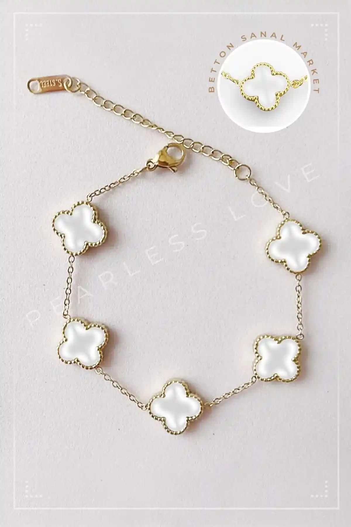 Paslanmaz Çelik Black Clover Yaprak Bileklik Modern ve Dayanıklı Tasarım