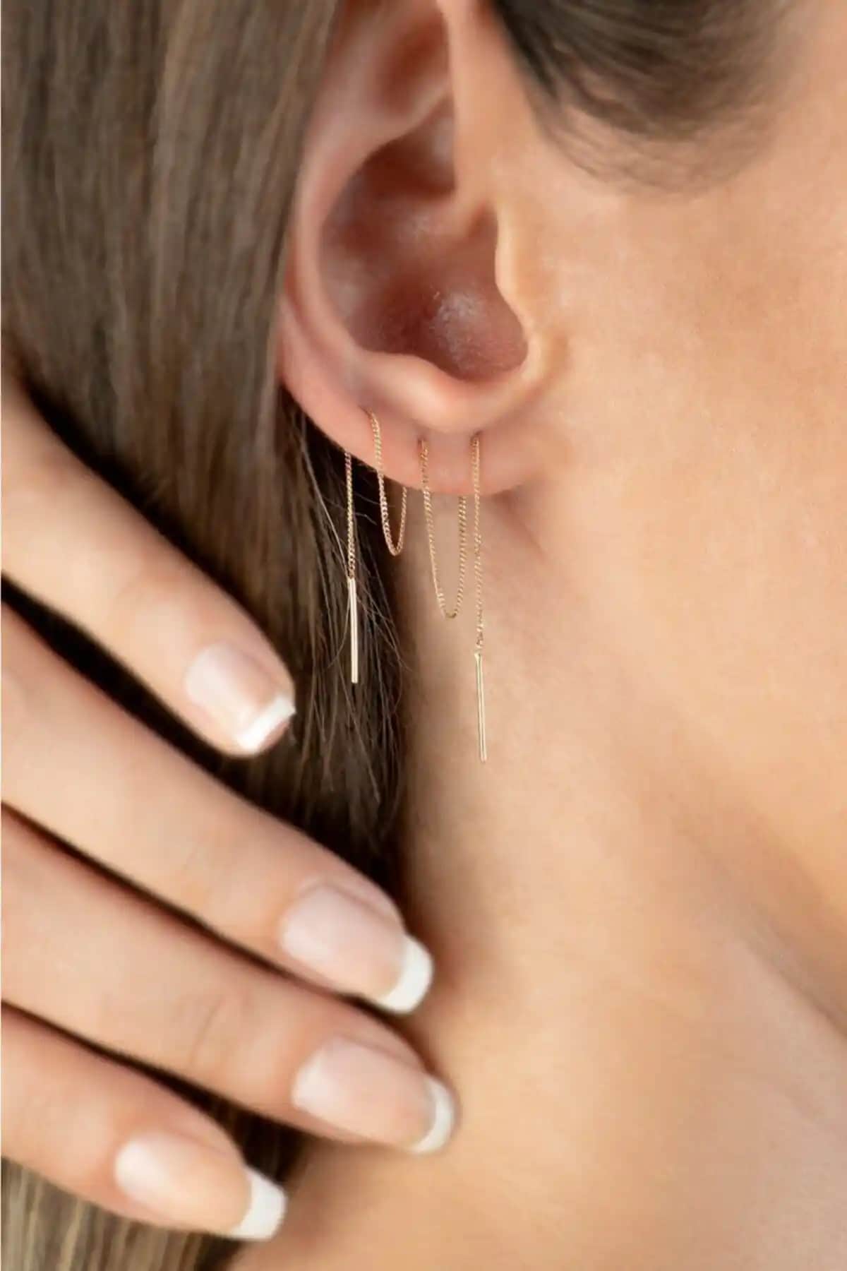 Piano Jewellery 14 Ayar Altın Cabaret Zincir Tek Küpe Zarif ve Dayanıklı Tasarım