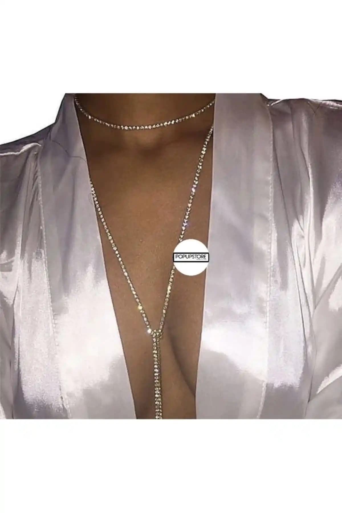 Pop Up Store Kristal Taş Dolama Görünümlü Şık ve Zarif Kolye - Günlük ve Özel Günler İçin Uygun