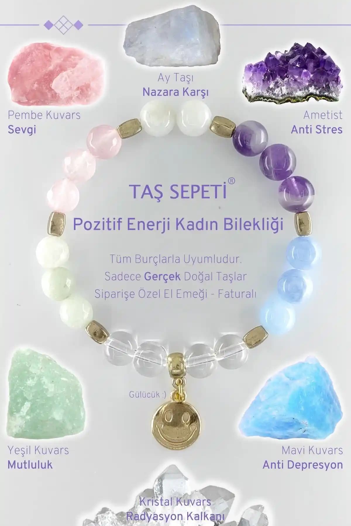 Pozitif Enerji ve Şıklık Sunan Doğal Taş Kadın Bilekliği - El Yapımı ve Kaliteli Tasarım