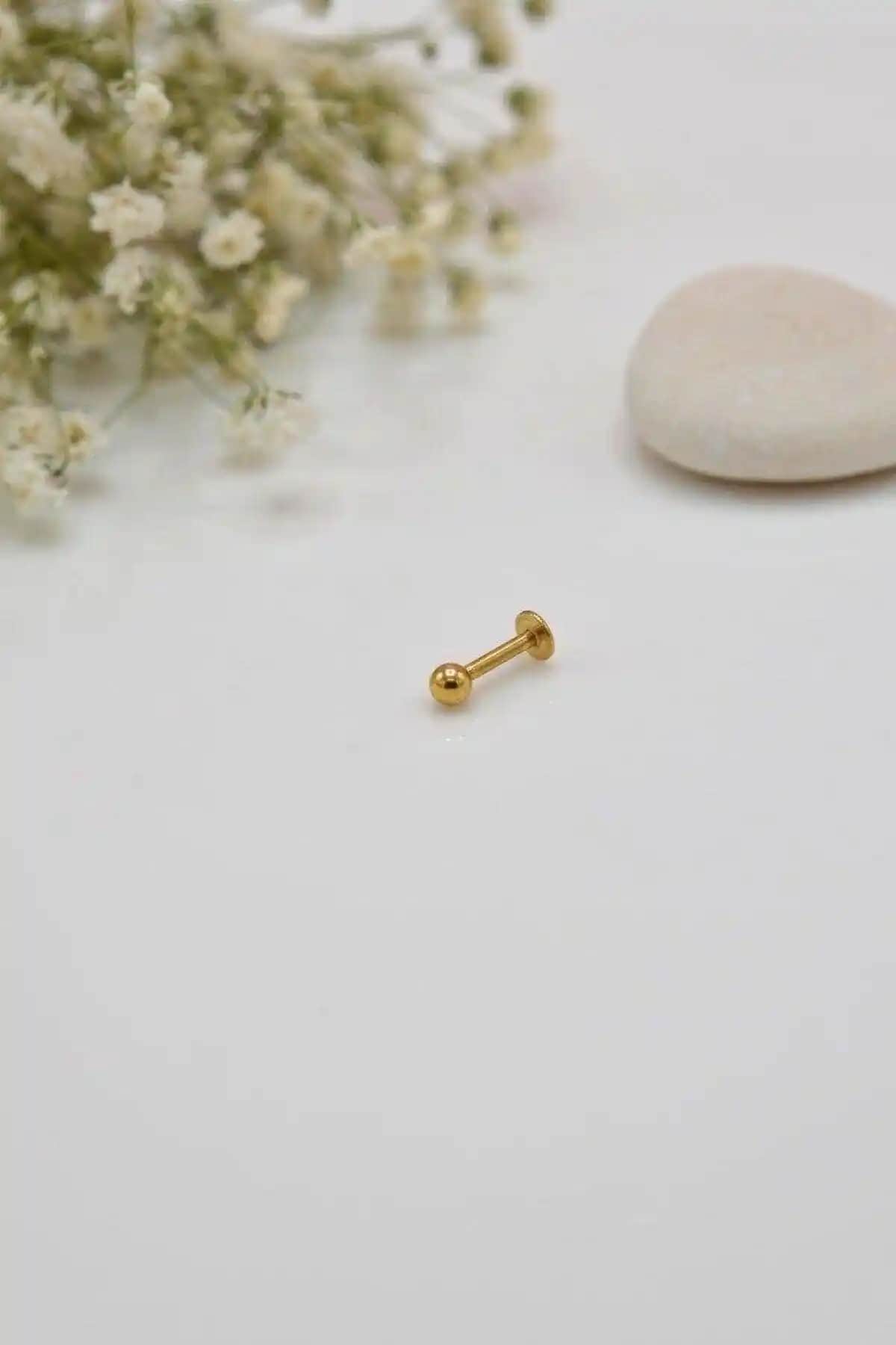 Sacce Scarves&Accessories Gold Çelik Top Piercing: Şık ve Dayanıklı Kıkırdak Takısı