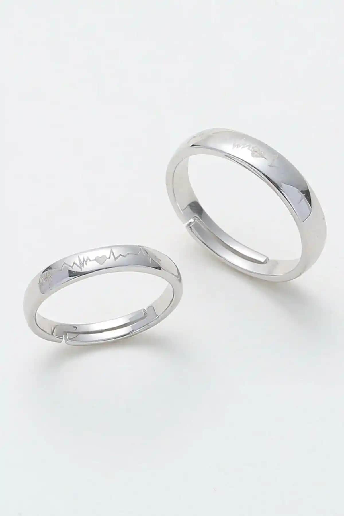 Sahira Jewelry Kalp Ritmi Motifli Gümüş Kaplama Çift Alyans Yüzük İnceleme ve Özellikleri