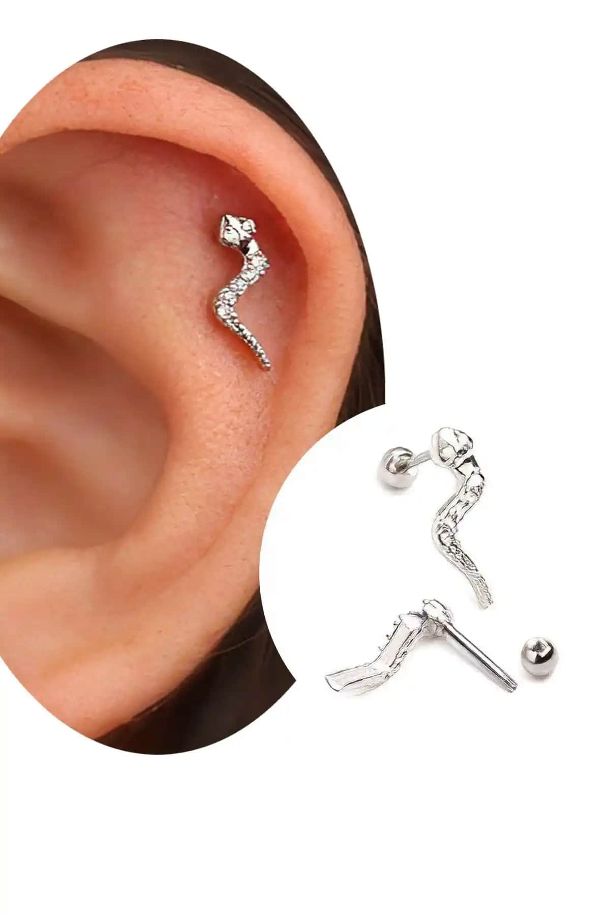 Salyangoz Company Cerrahi Çelik Yılan Model Helix ve Tragus Piercing İncelemesi
