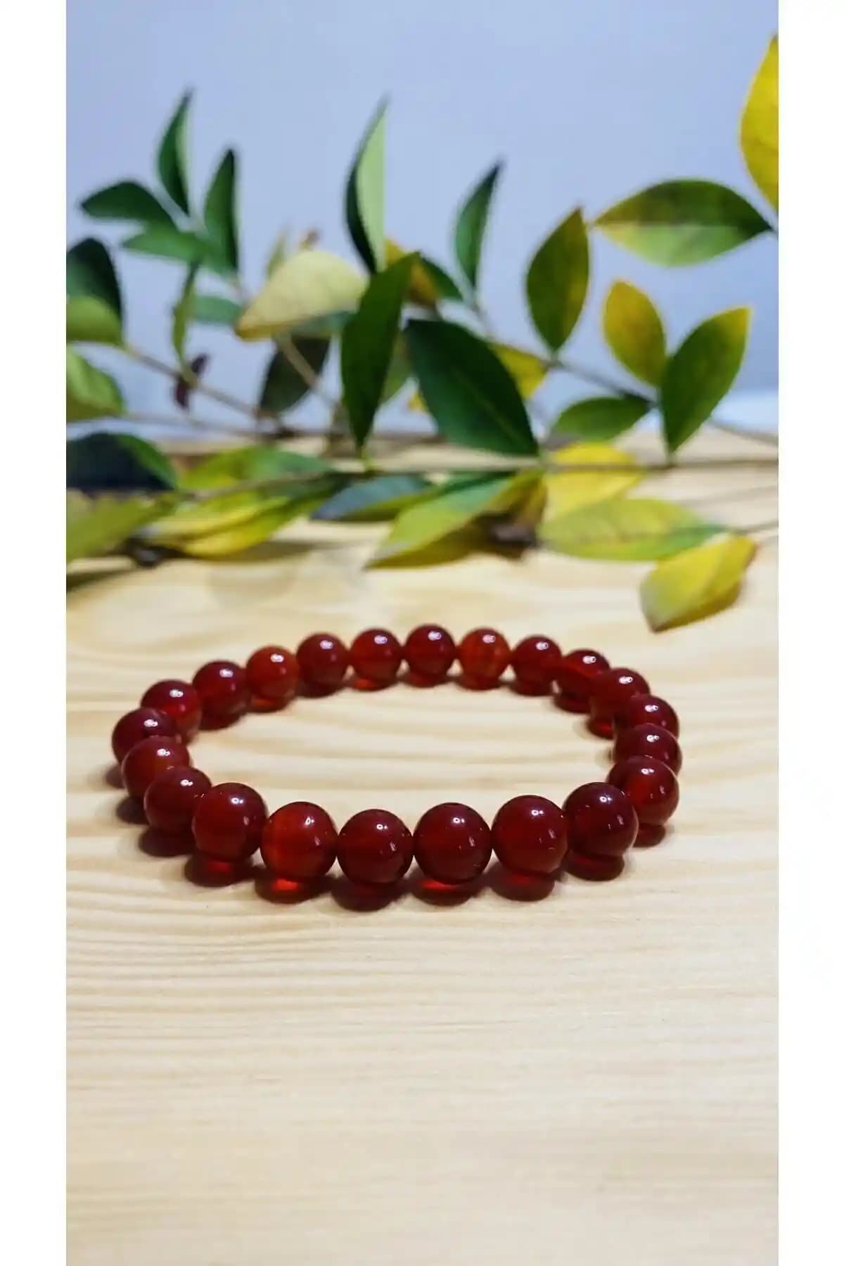 SARRAF Doğal Kırmızı Akik Taşından Yapılmış Zarif ve Dayanıklı Bileklik