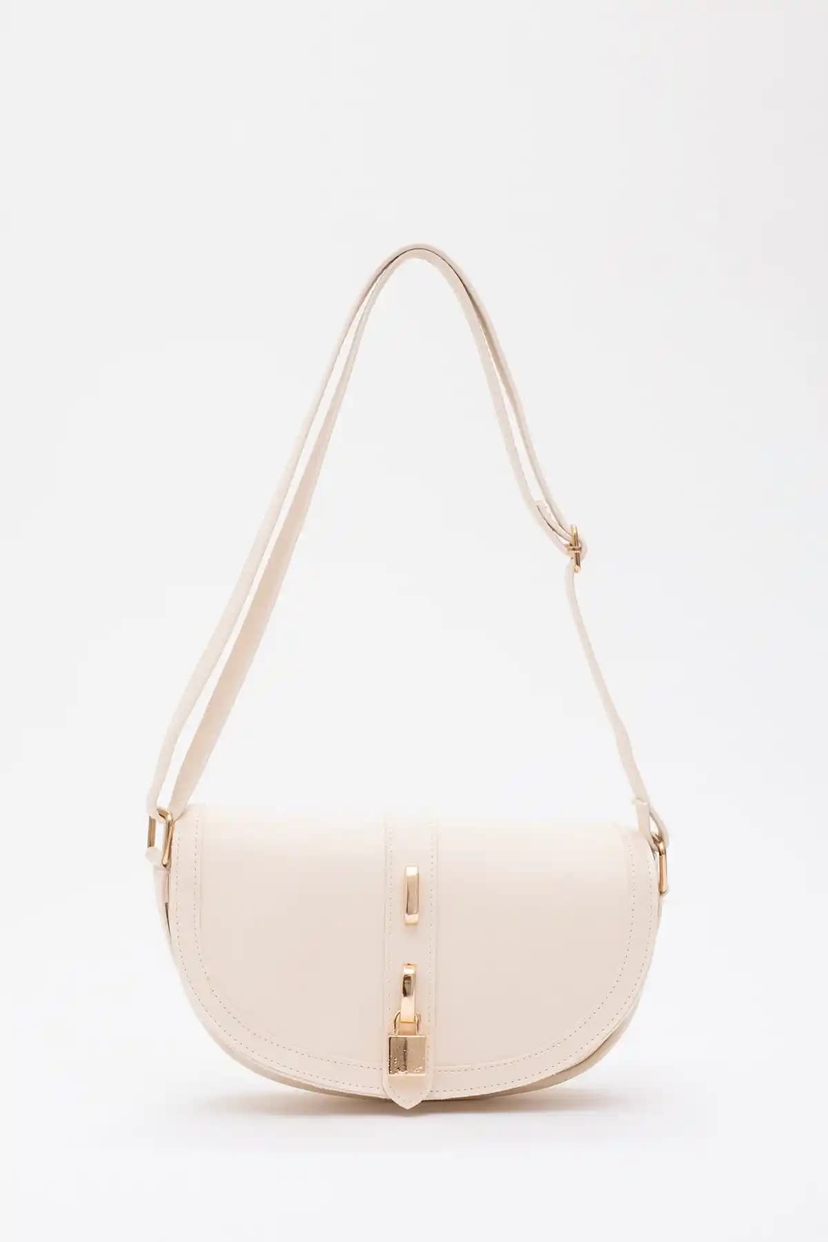 Shaka Krem Kilit Detaylı Suni Deri Çanta Günlük Kullanım ve Şıklık İçin Uygun