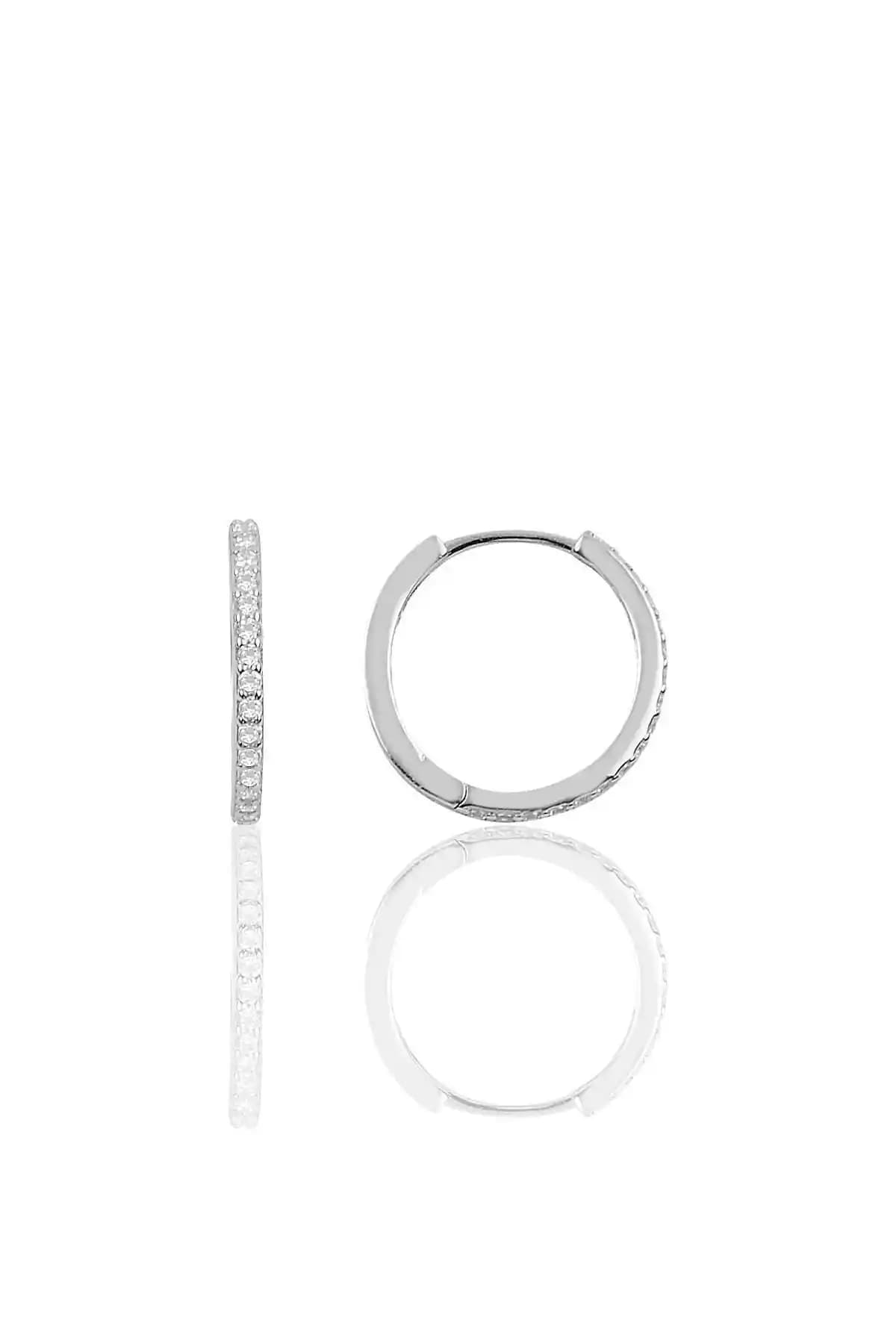 Söğütlü Silver 17 mm Rodyumlu Zirkon Taşlı Tamtur Halka Küpe Detayları ve Özellikleri