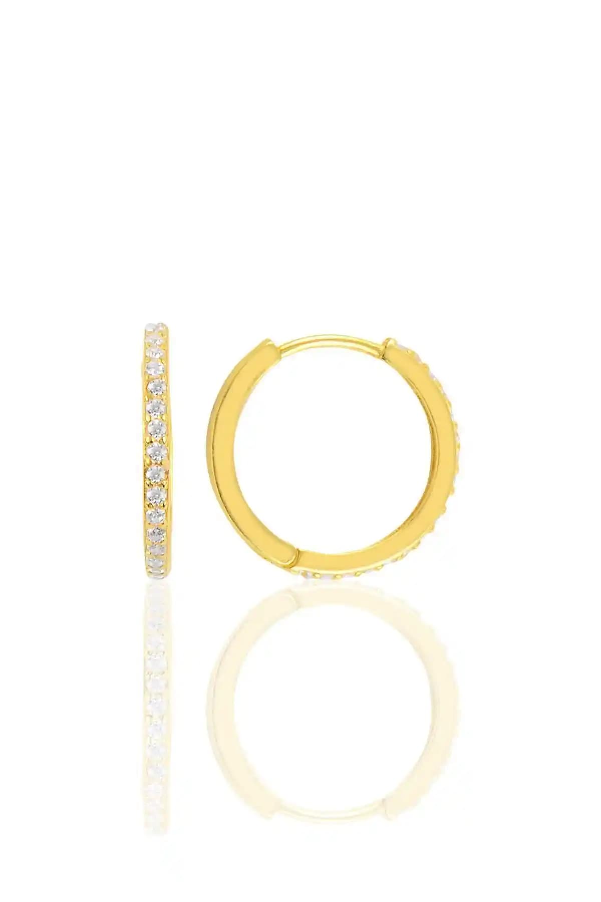 Söğütlü Silver 17 mm Yaldızlı Gümüş Halka Küpe Şık ve Dayanıklı Tasarım