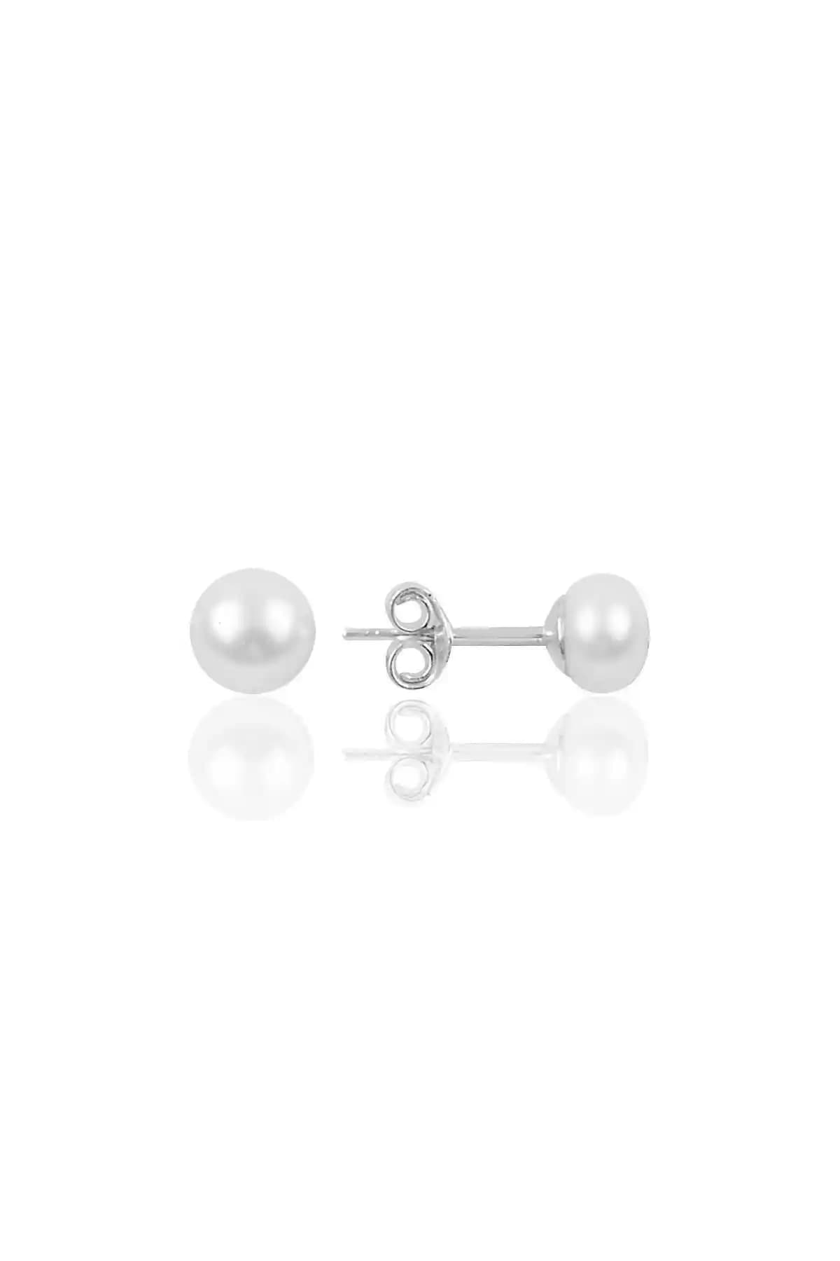 Söğütlü Silver 6 Mm İnci Taşlı Gümüş Küpe Zarif ve Modern Tasarım