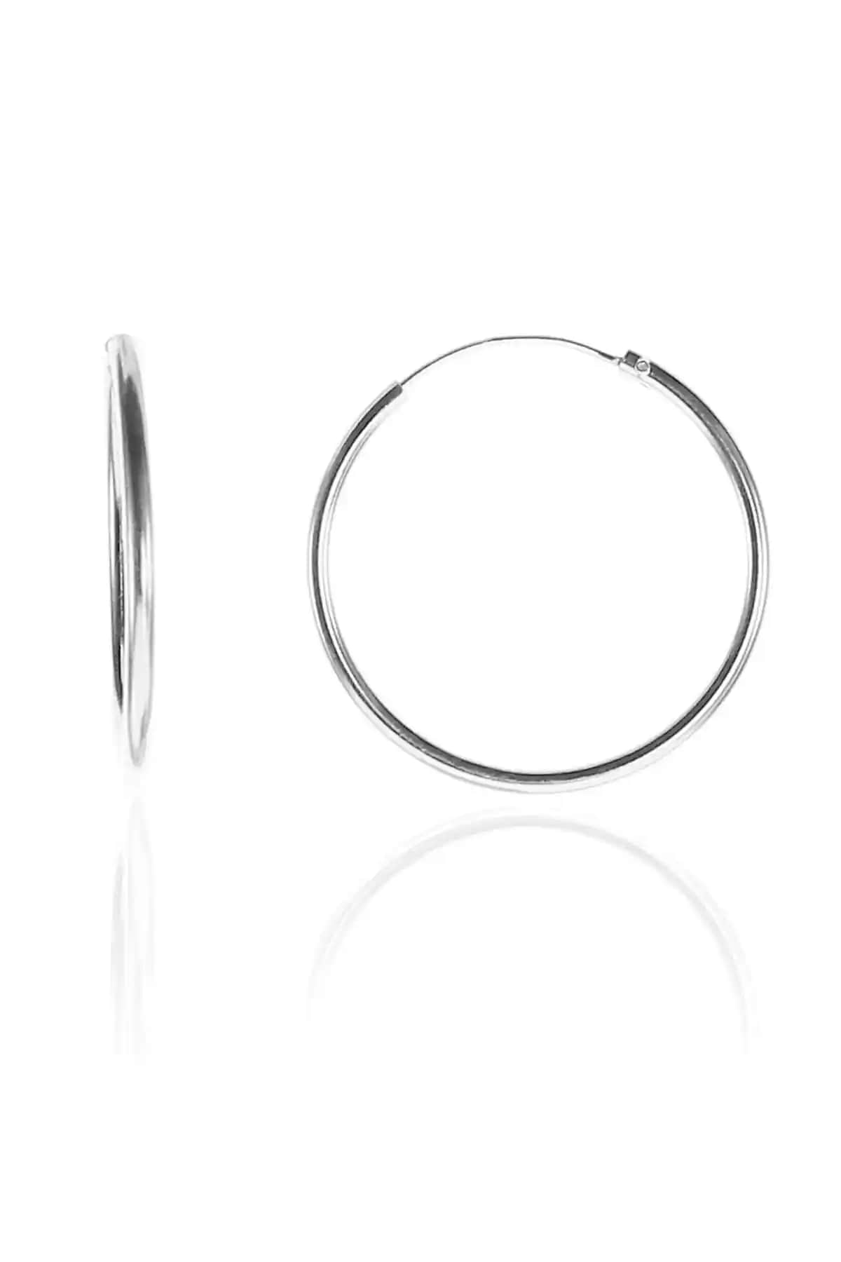 Söğütlü Silver 925 Ayar Gümüş Halka Küpe 25 mm Zarif ve Dayanıklı Tasarım