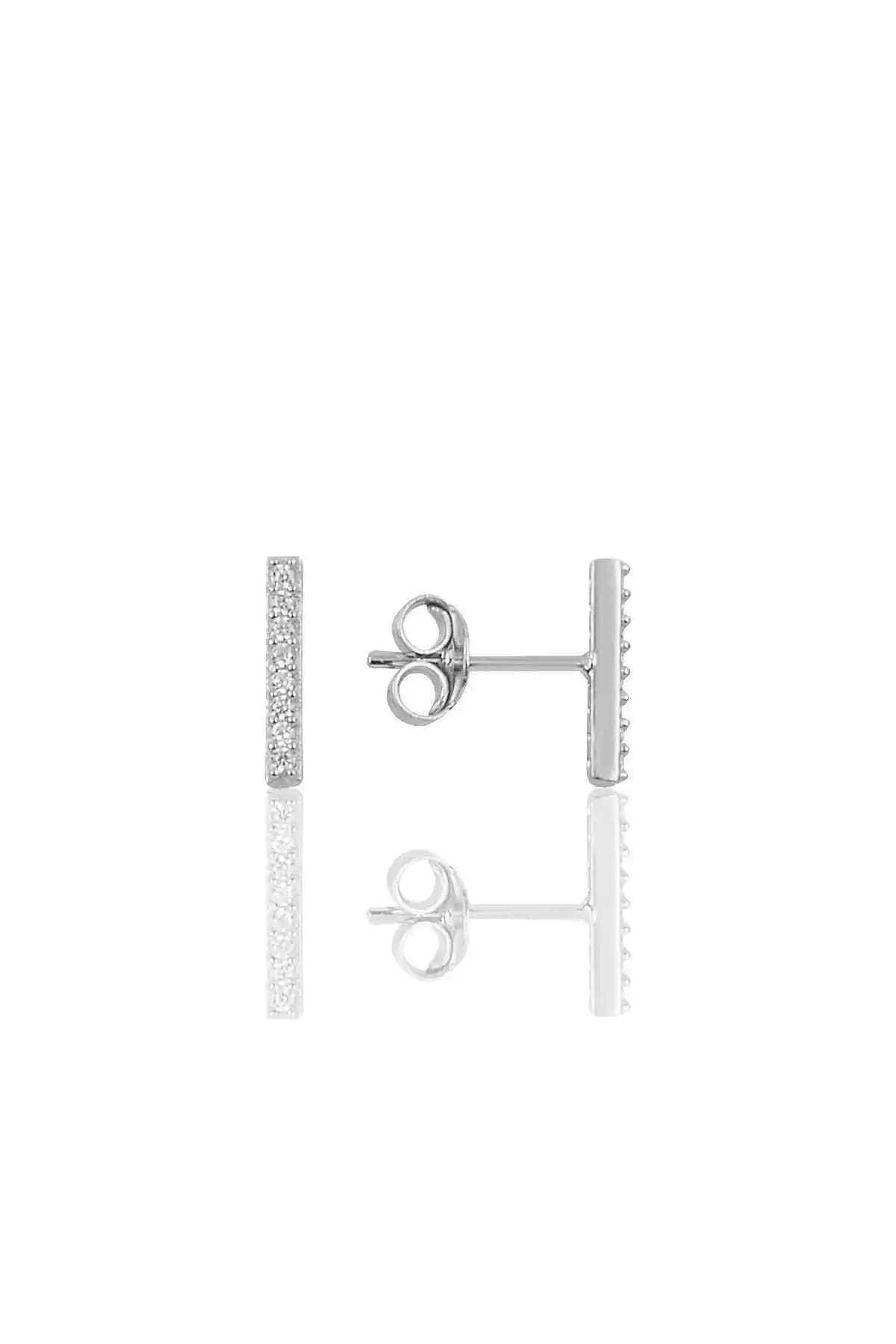 Söğütlü Silver Güldürümüş Rodyum Kaplamalı 925 Ayar Zirkon Taşlı Küpe